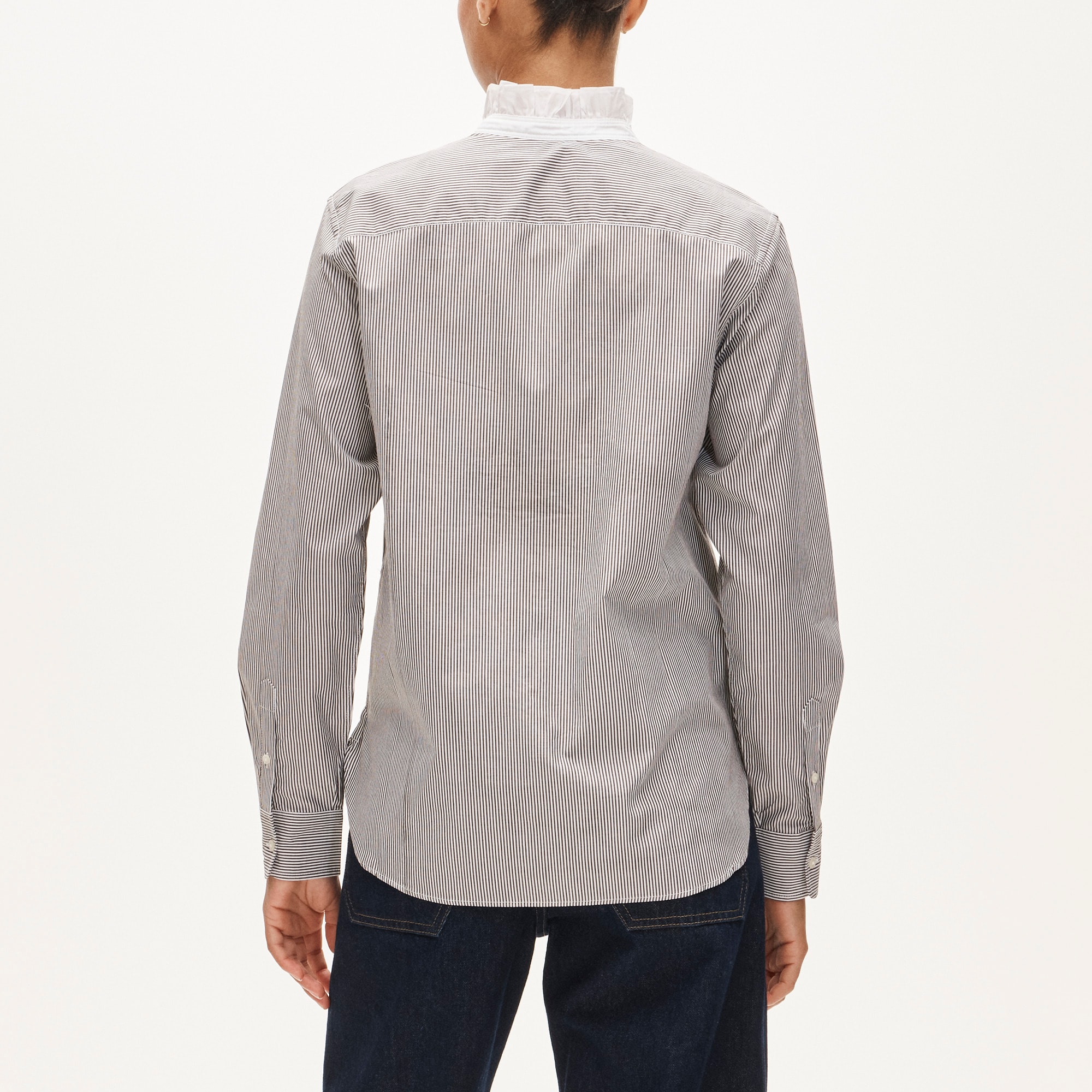 Jules ruffle-collar shirt in striped cotton poplin