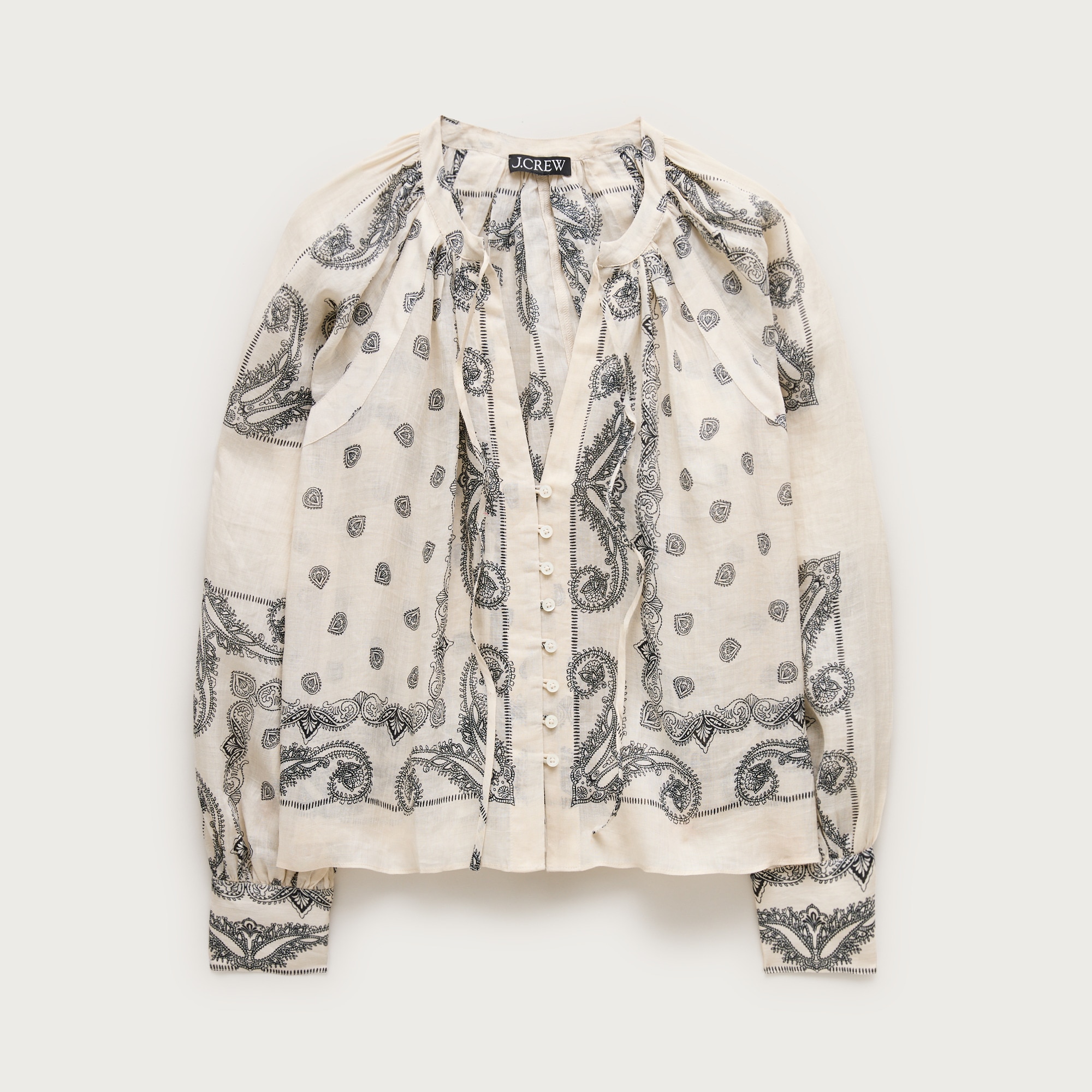 Popover top in bandana-print ramie