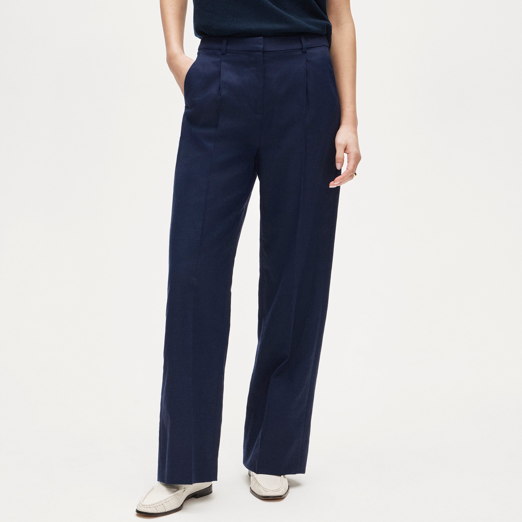 Petite Essential wide-leg pant in Gramercy linen blend