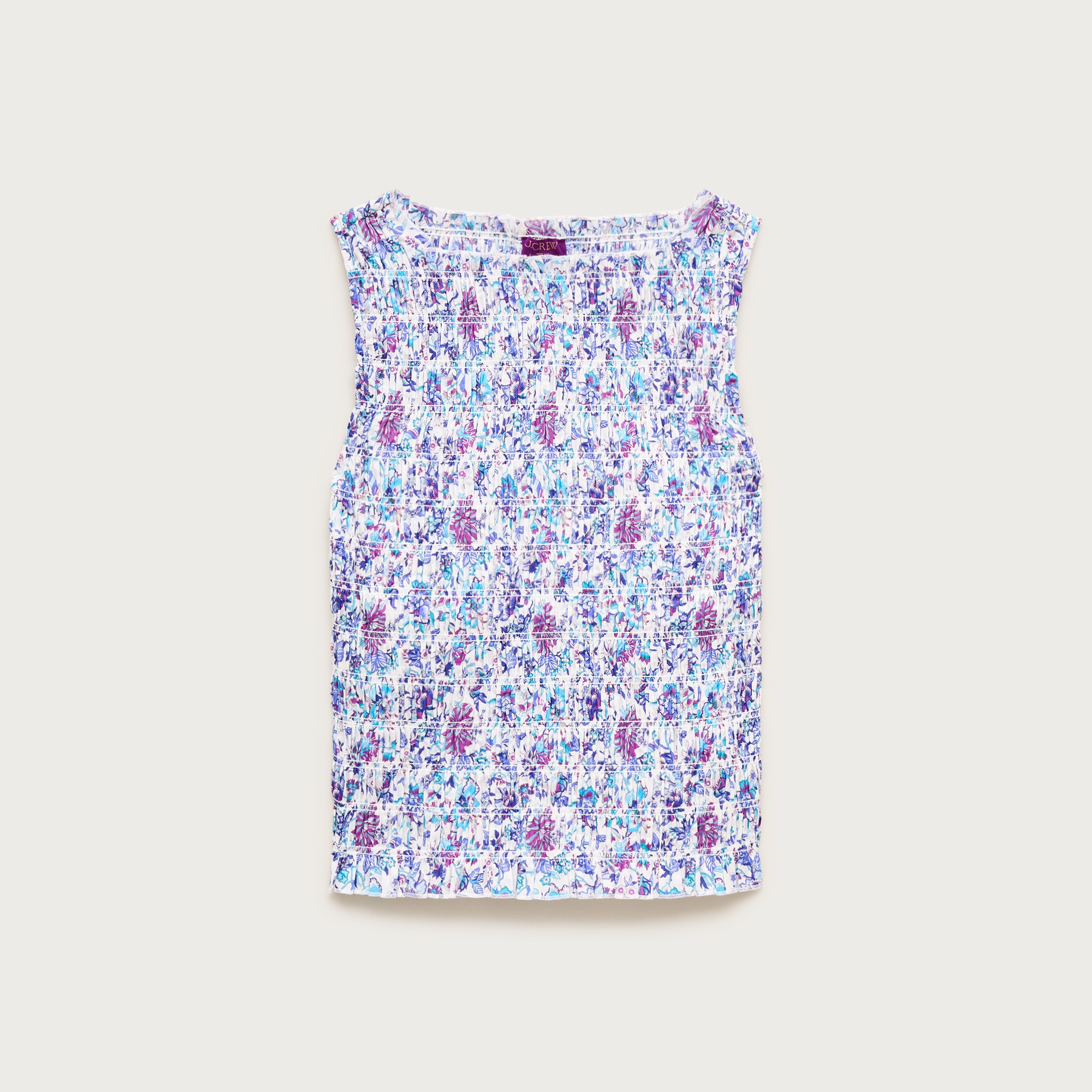 Smocked shell tank top in floral-print cotton from J.Crew - $164