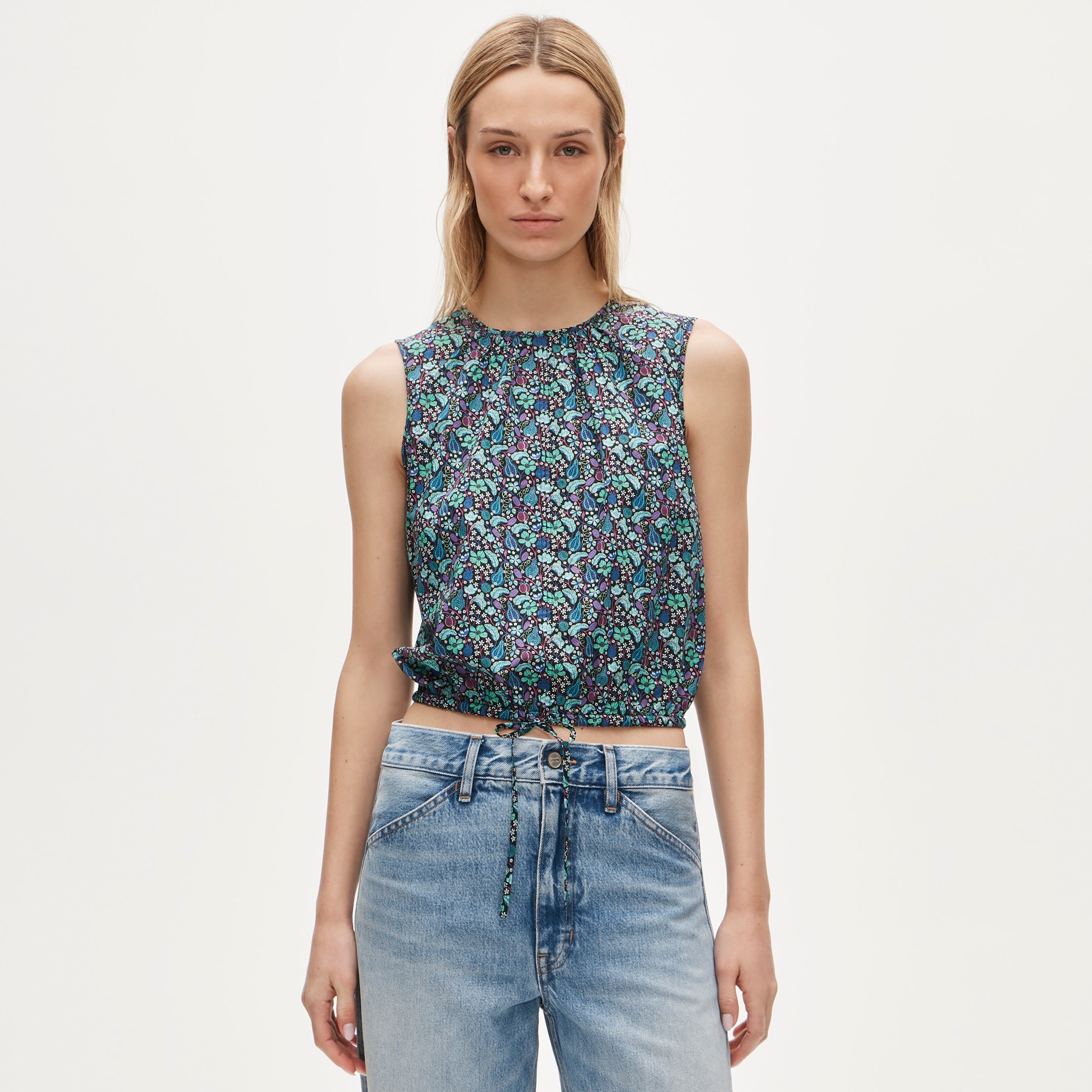 Drawstring-waist tank top in Liberty&reg; floral fabric - image 2