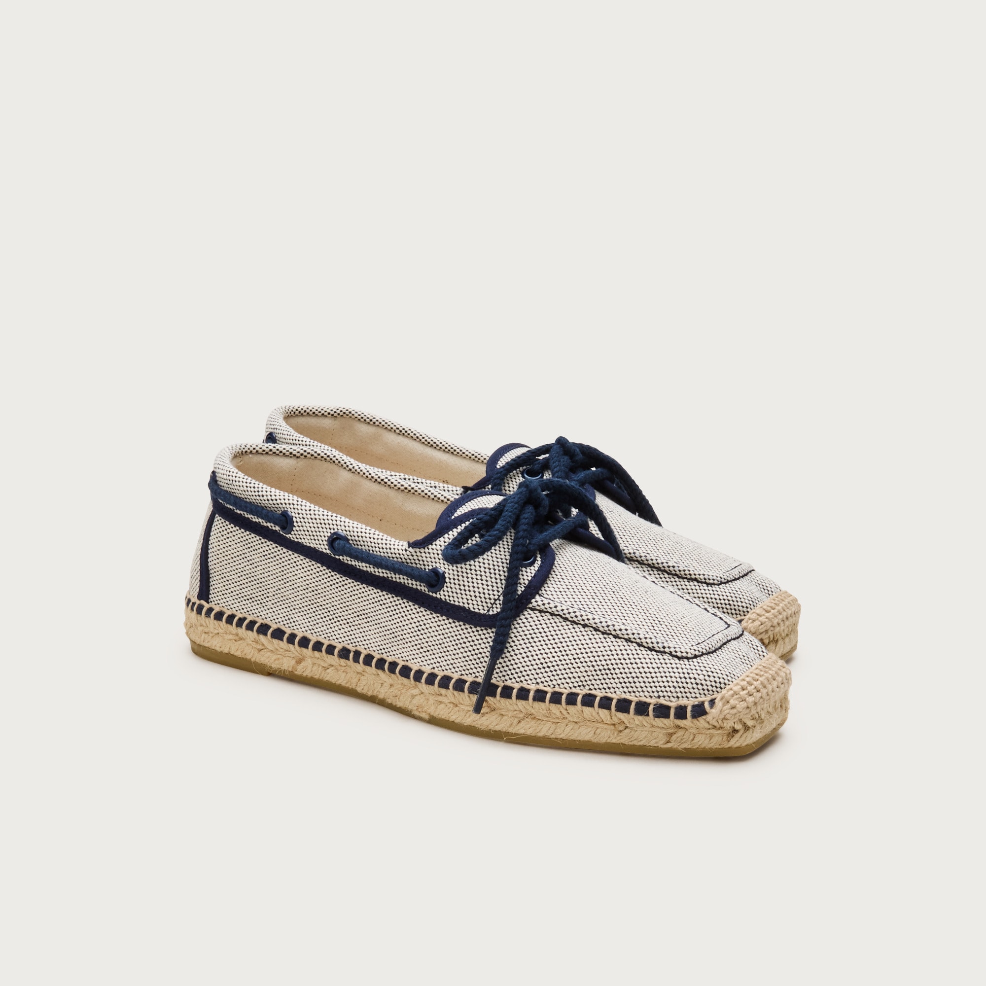 Made-in-Spain boat shoe espadrilles in marled canvas