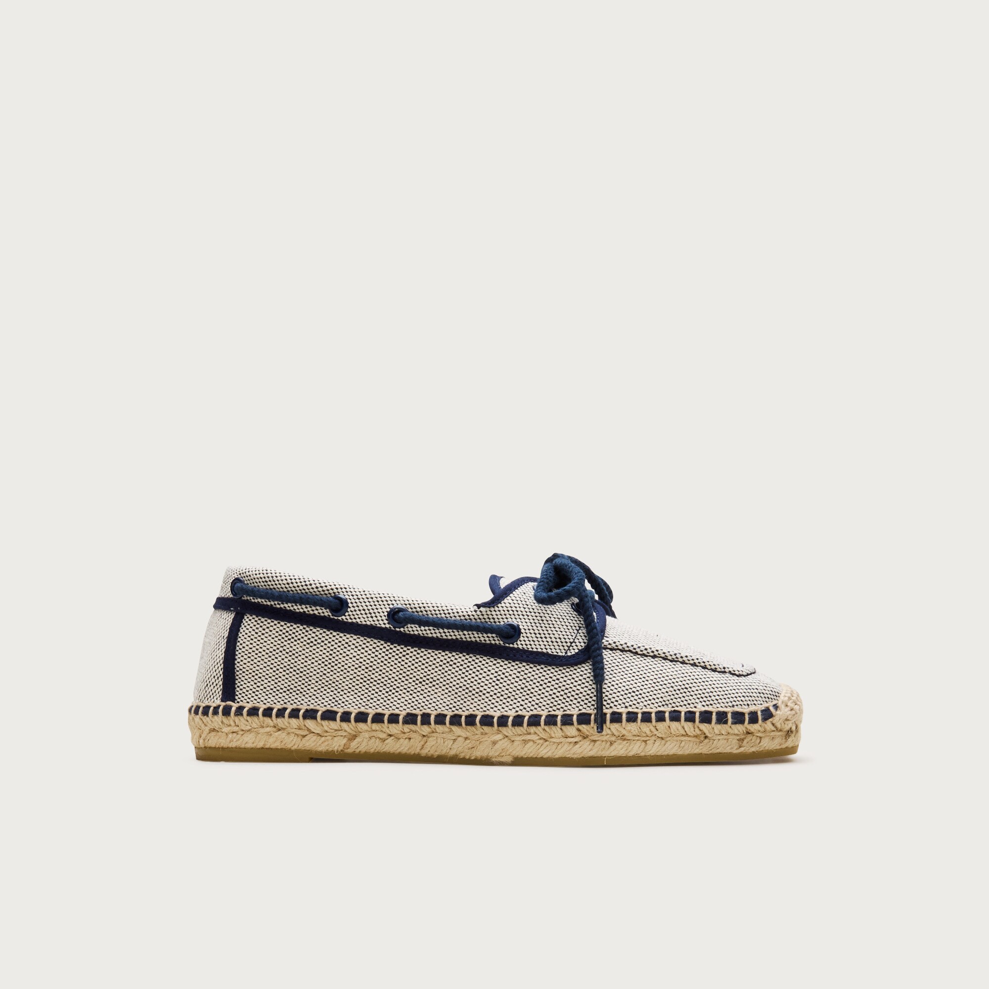 Made-in-Spain boat shoe espadrilles in marled canvas