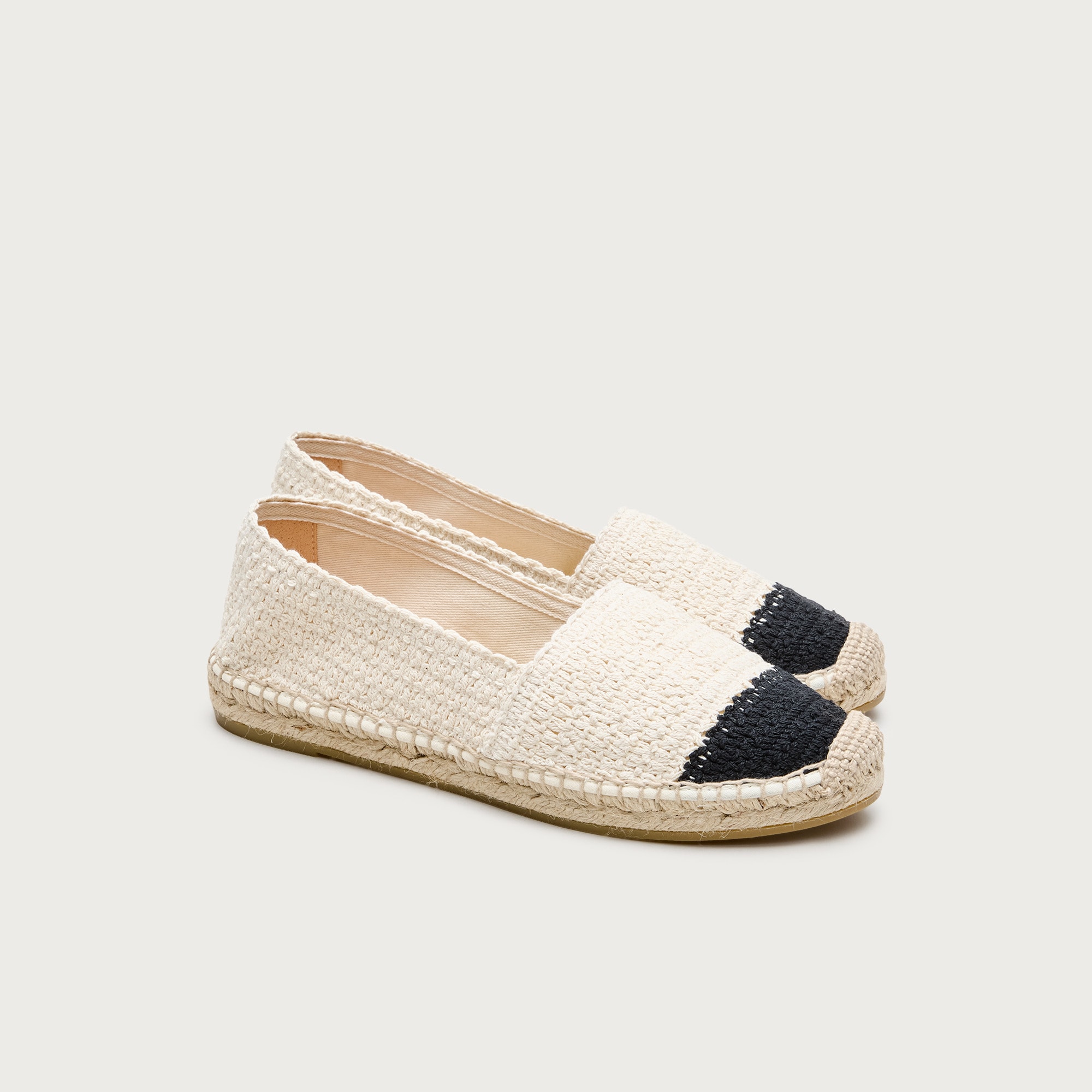 Made-in-Spain two-tone crochet espadrilles from J.Crew - $146