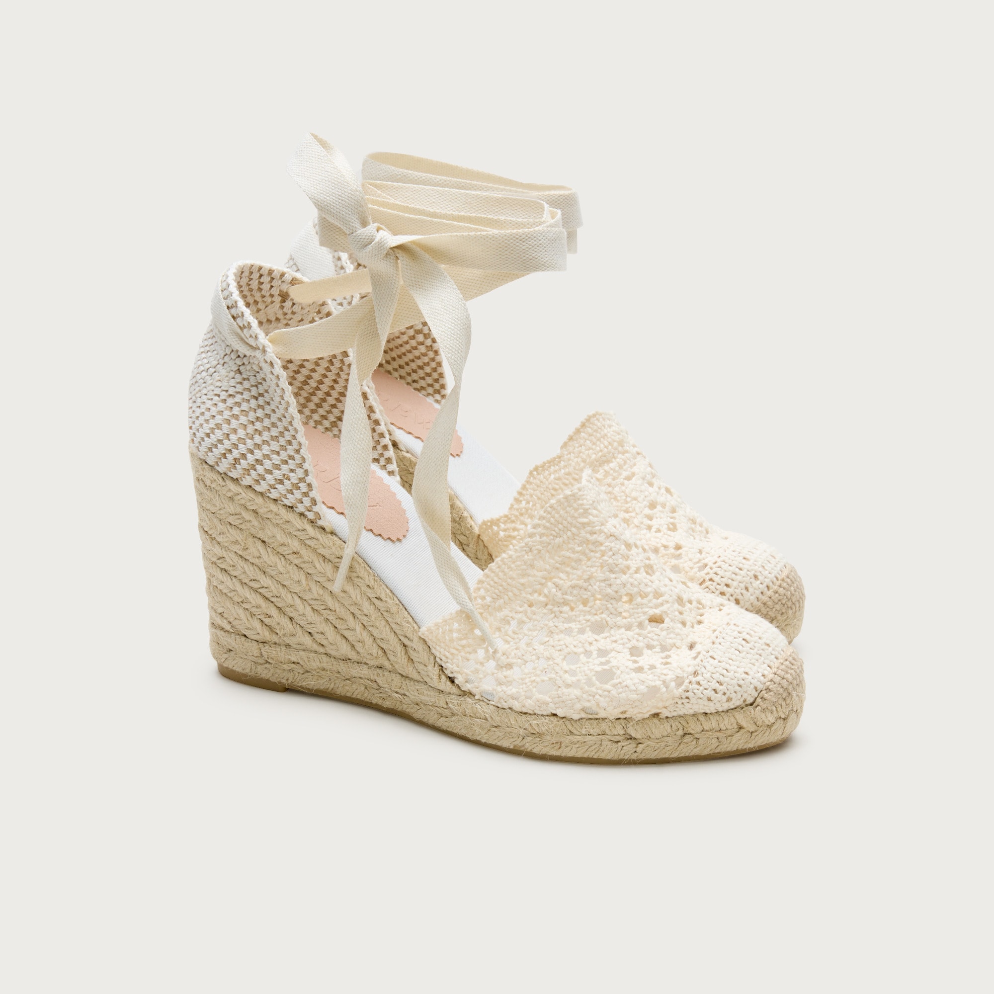 Made-in-Spain espadrille lace-up wedges with crochet from J.Crew - $241