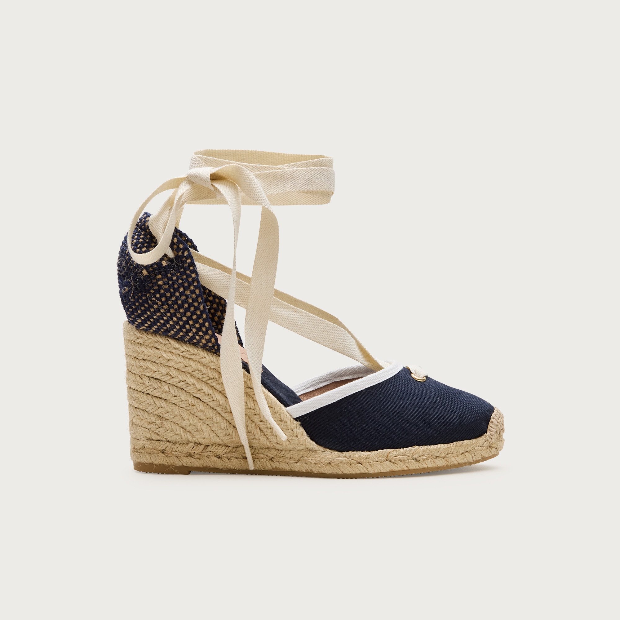 Made-in-Spain espadrille lace-up wedges