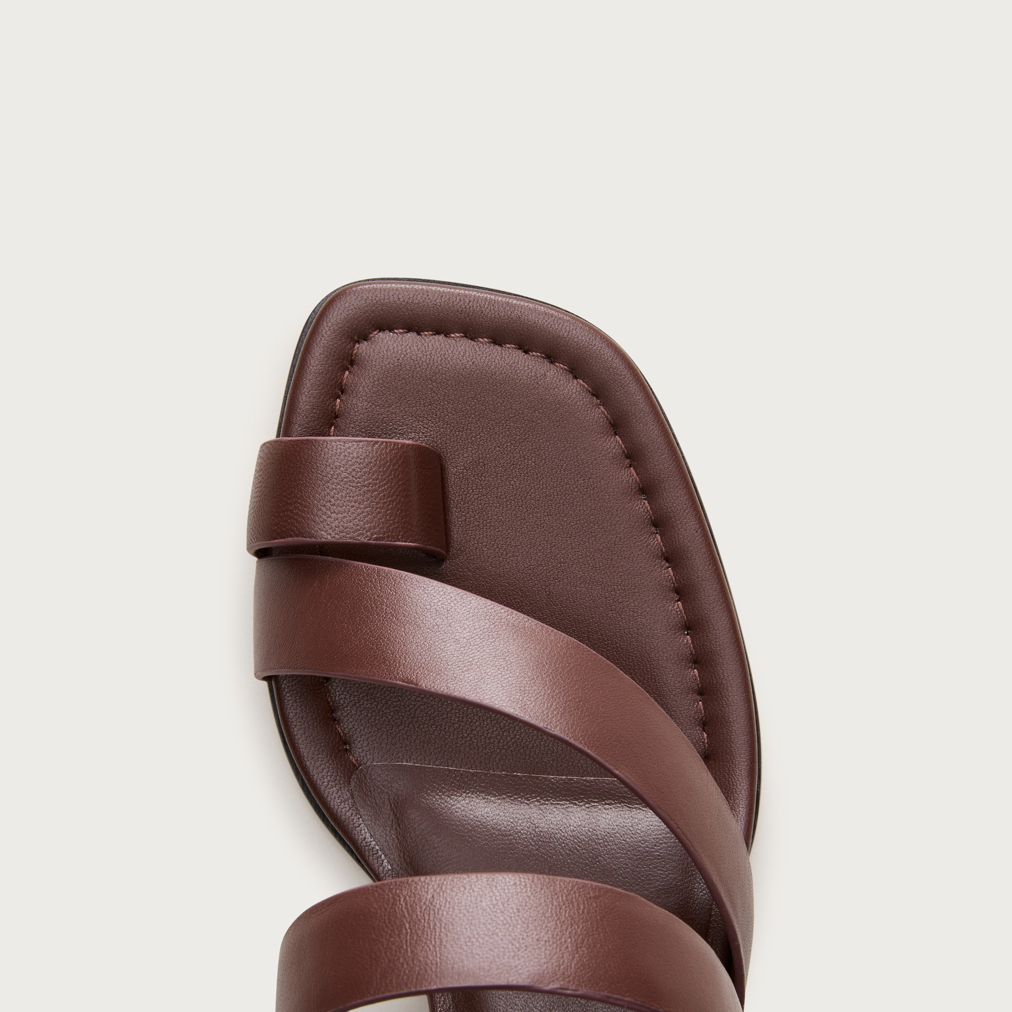 Toe-ring kitten-heel sandals in leather