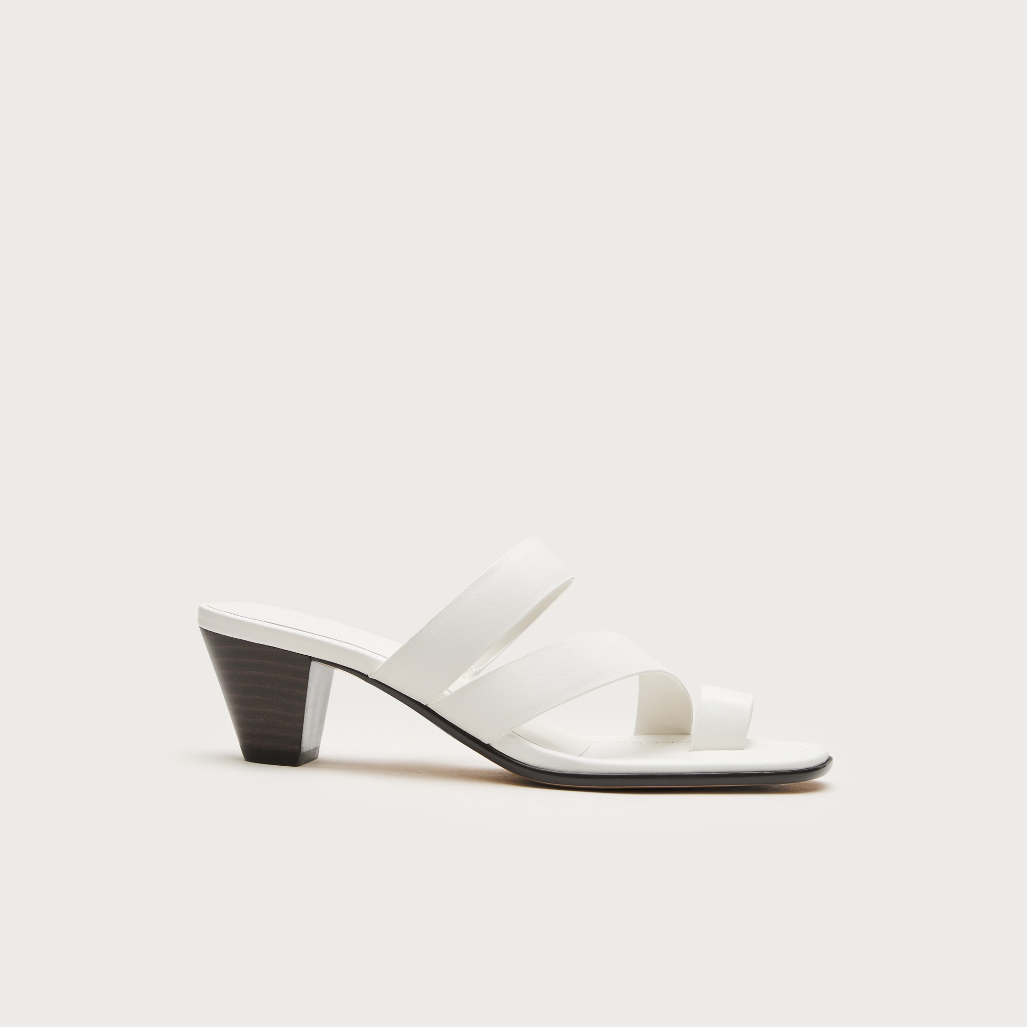 Toe-ring kitten-heel sandals in leather