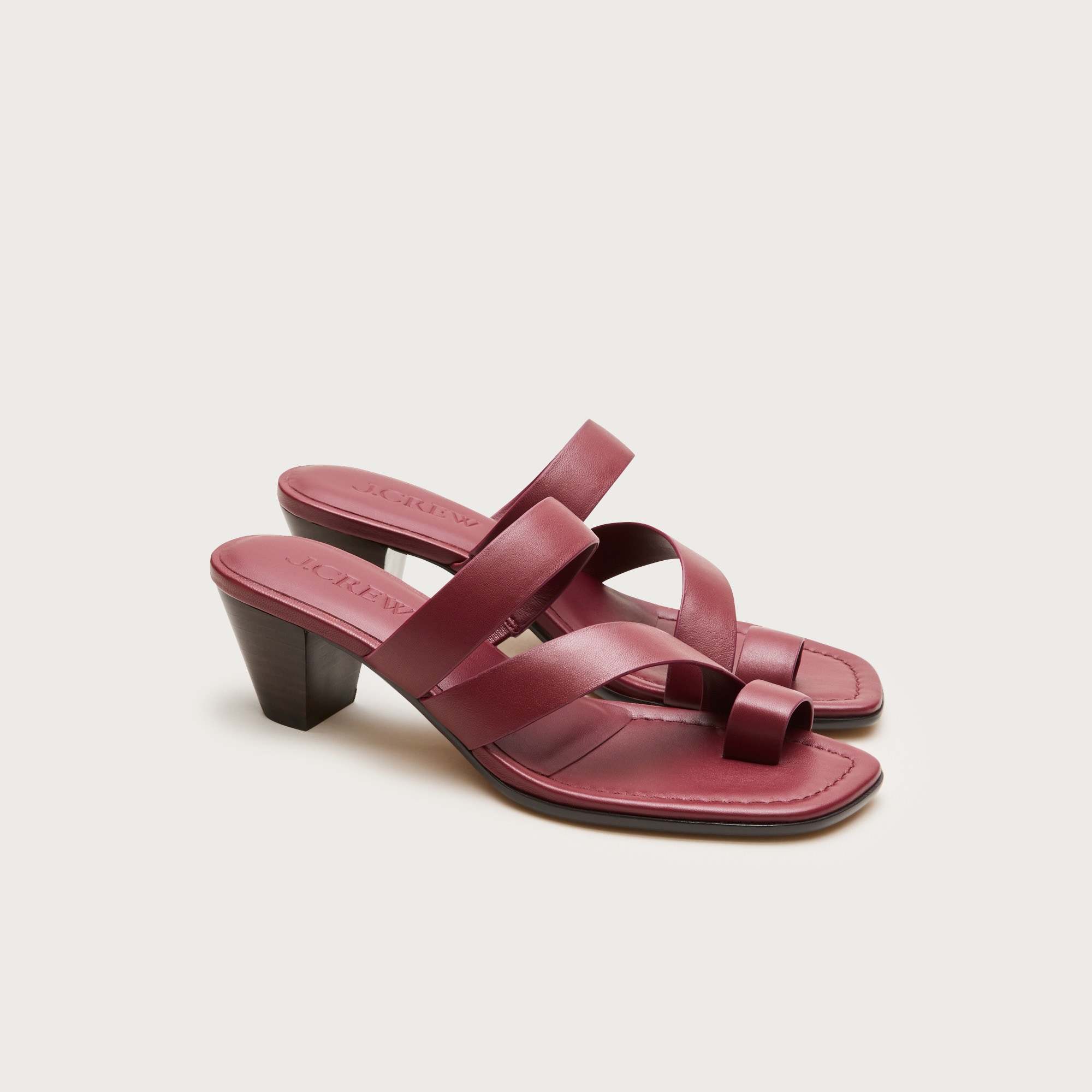 Toe-ring kitten-heel sandals in leather from J.Crew - $206