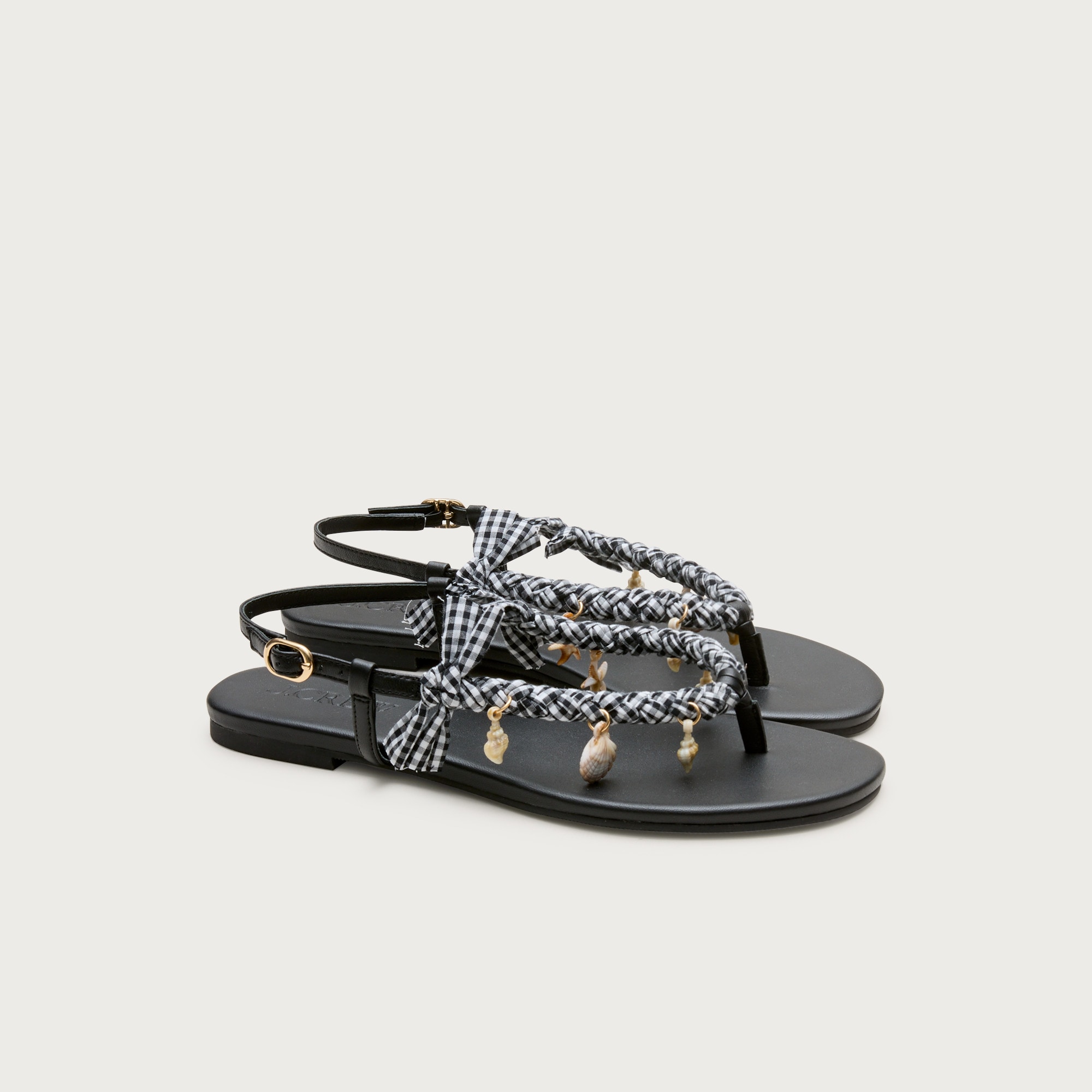 Audrey charm slingback sandals with gingham ribbon
