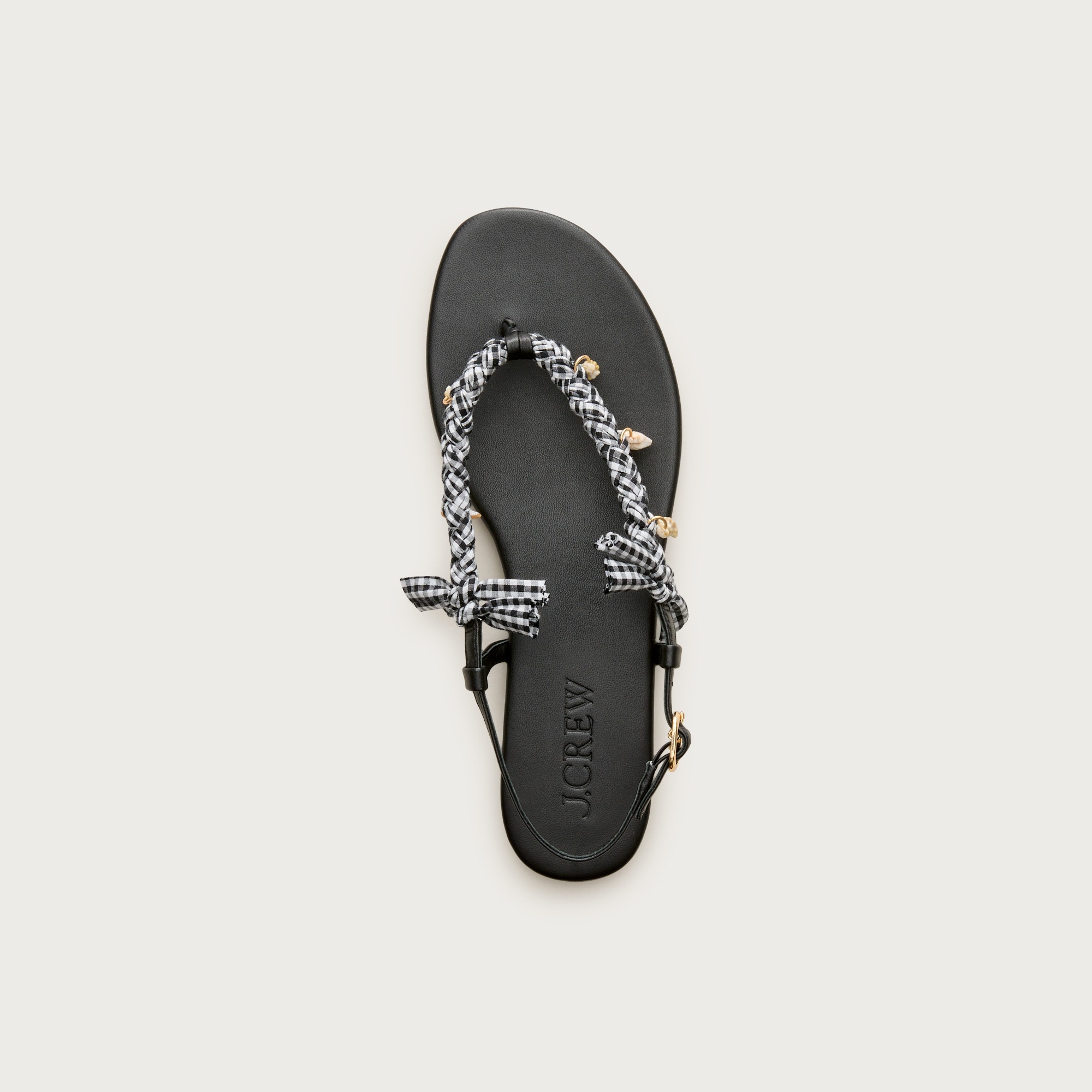 Audrey charm slingback sandals with gingham ribbon