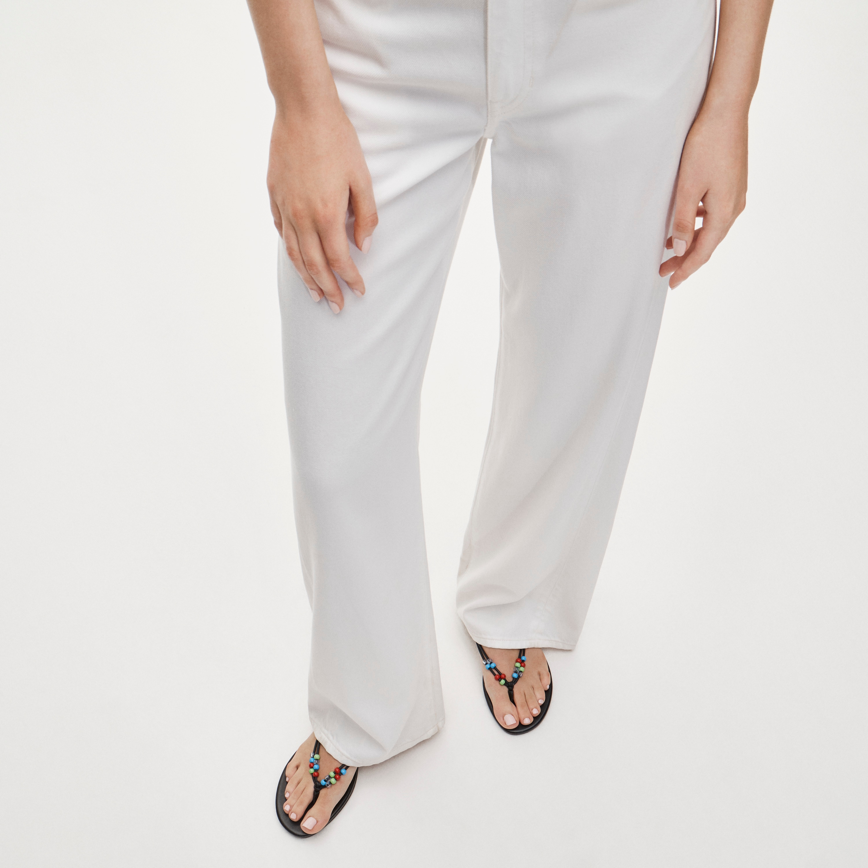 Audrey beaded slingback sandals in leather