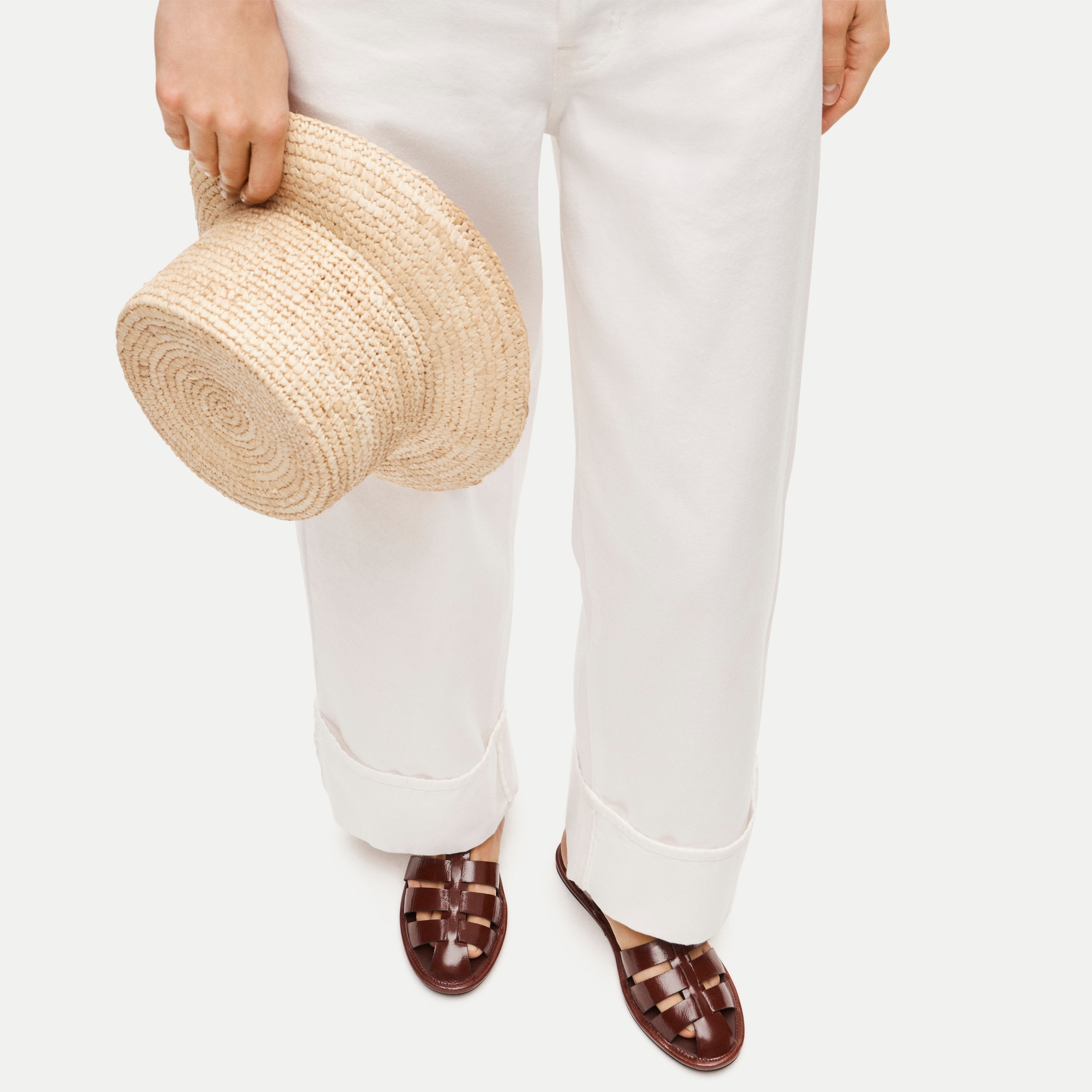 Fisherman sandals in crinkle leather