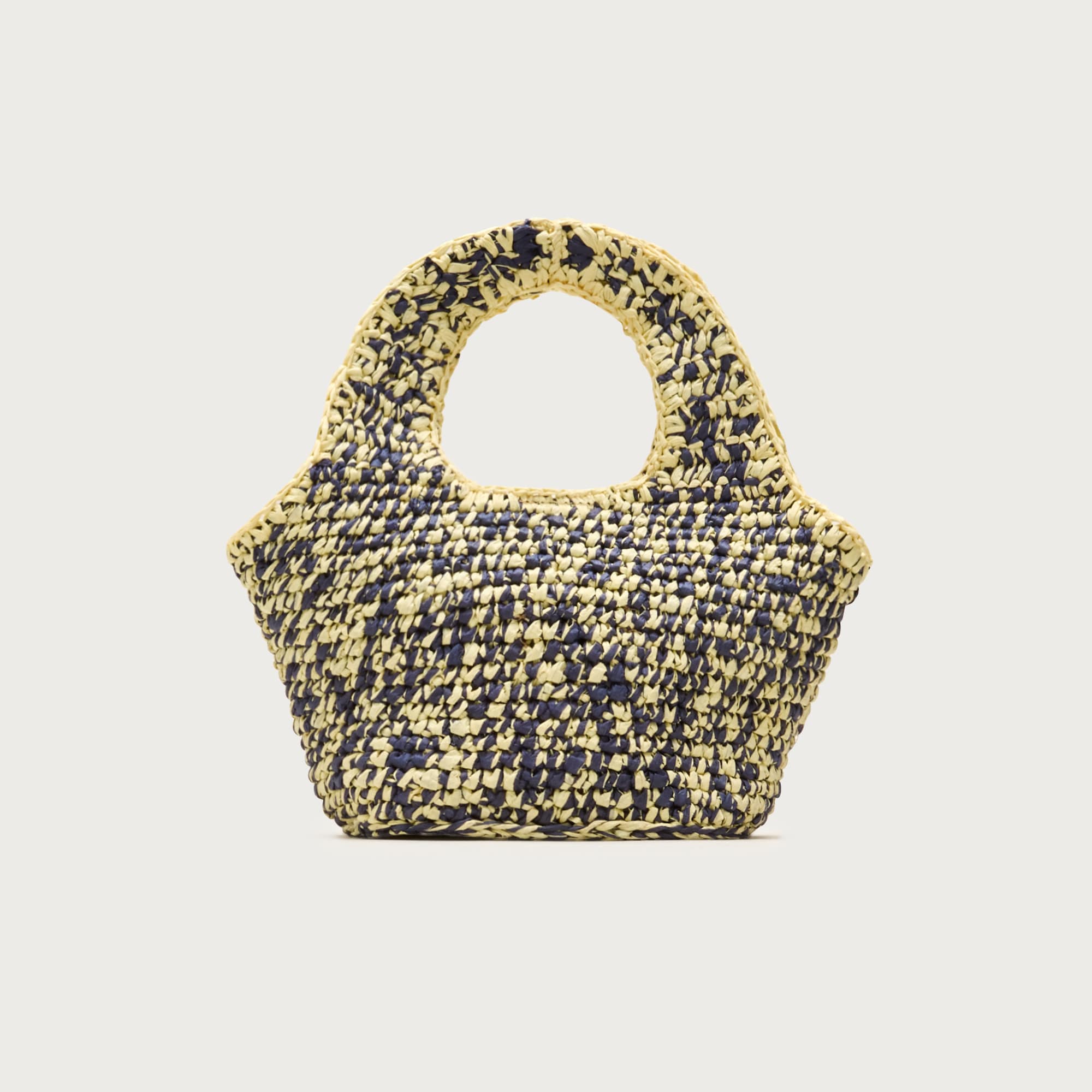 Small handwoven tote in marled straw