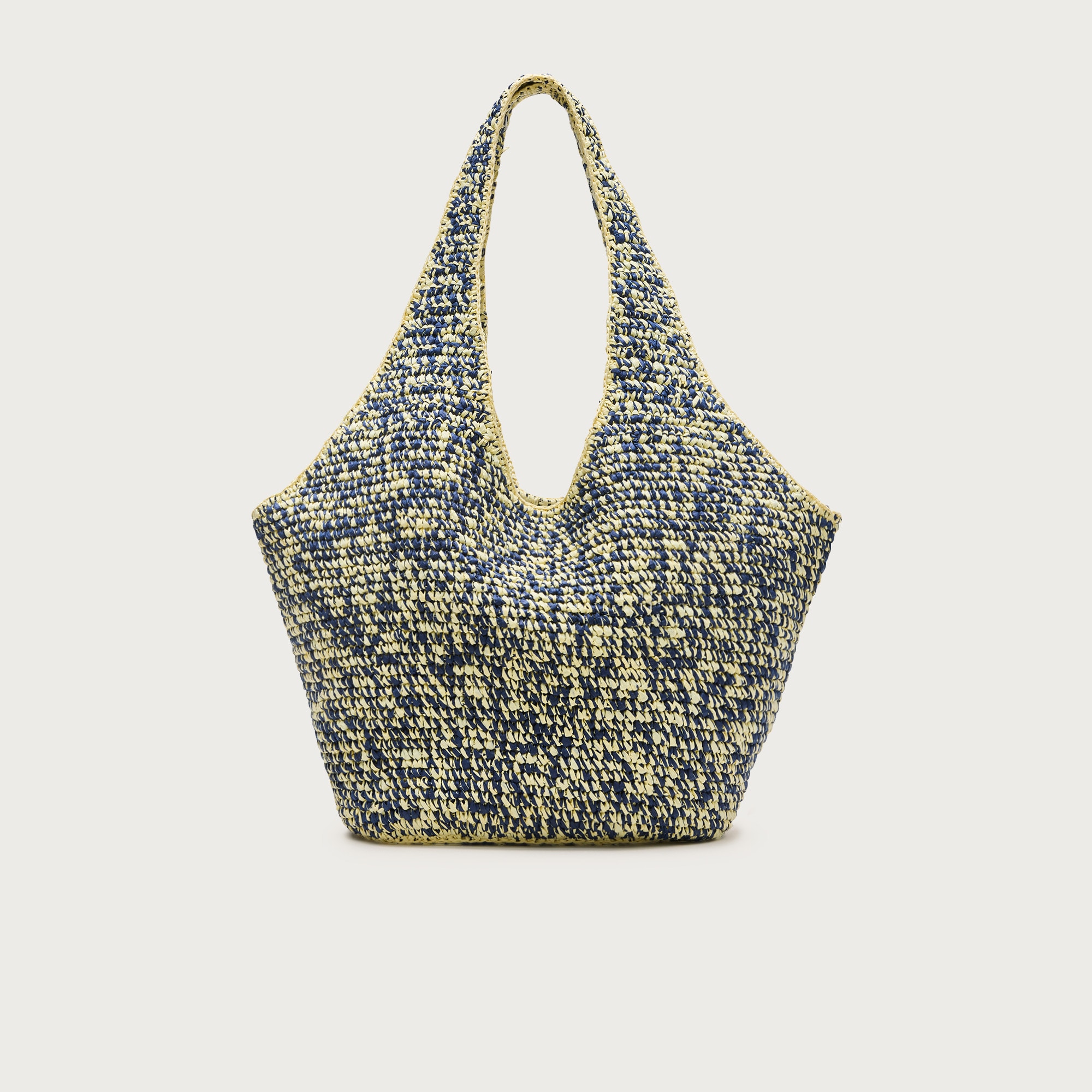 Large handwoven tote in marled straw