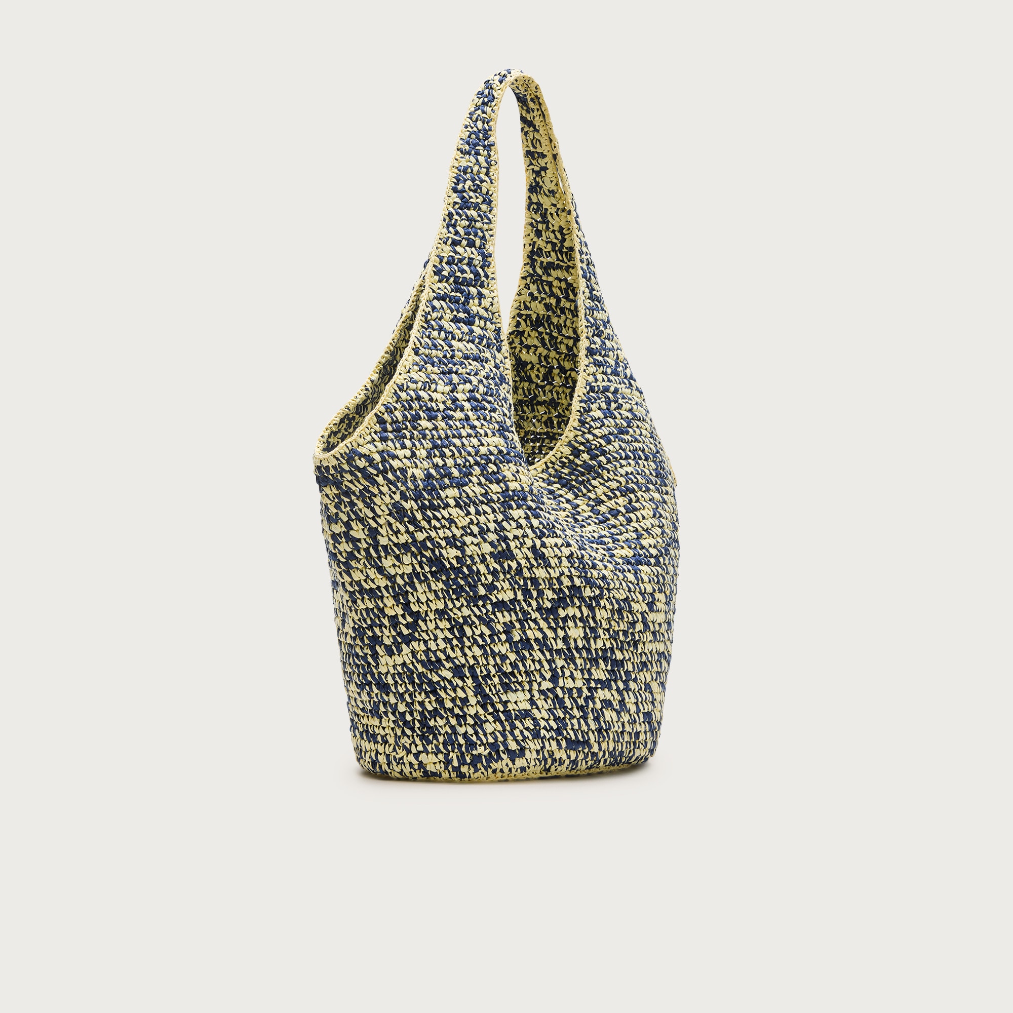 Large handwoven tote in marled straw