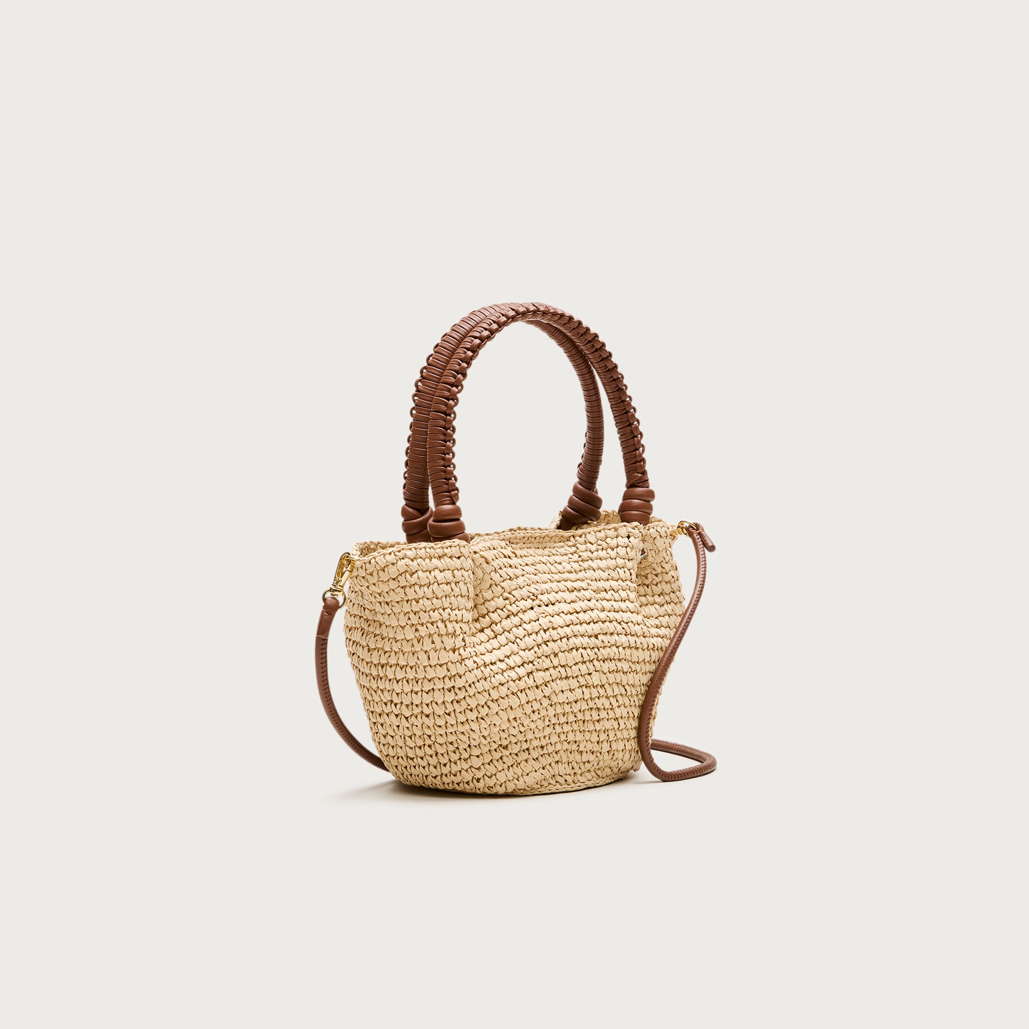 Small handknotted top-handle bag