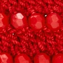 Handcrocheted top-handle bag in stripe RICH CRIMSON