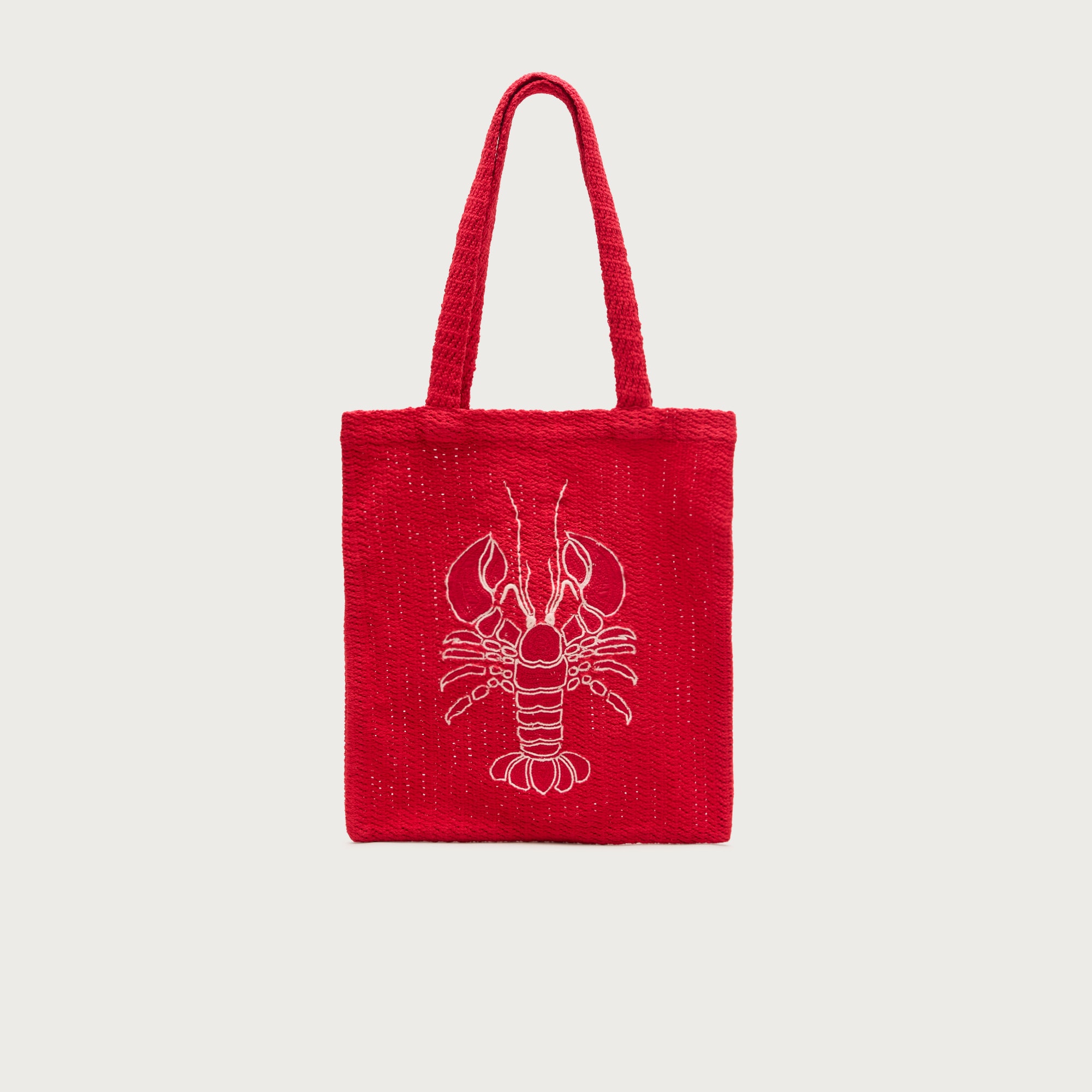 Embroidered lobster tote bag