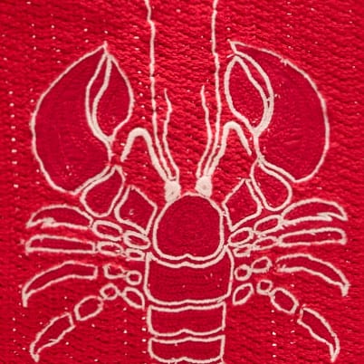 Embroidered lobster tote bag RICH CRIMSON
