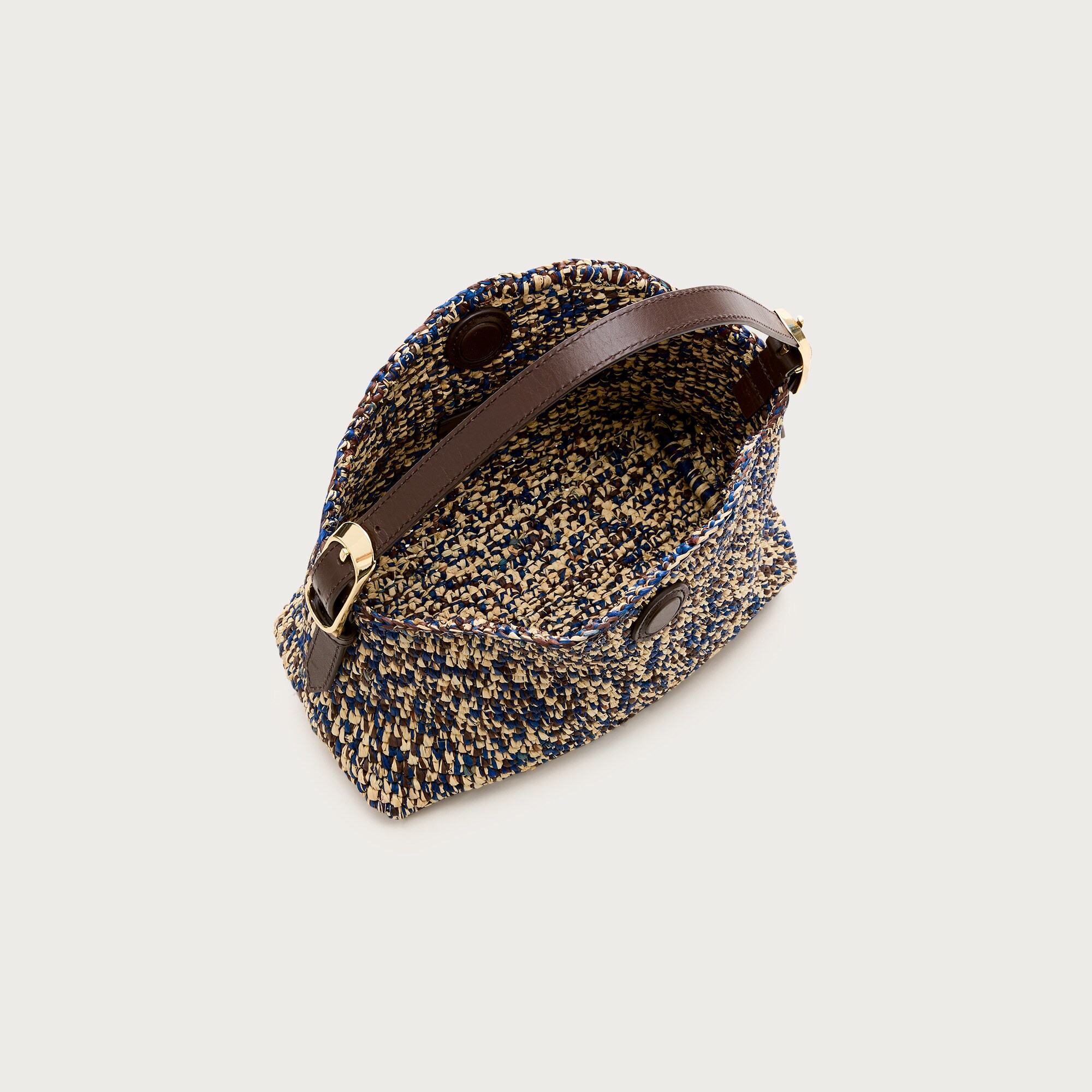 Berkeley small handwoven shoulder bag in marled straw