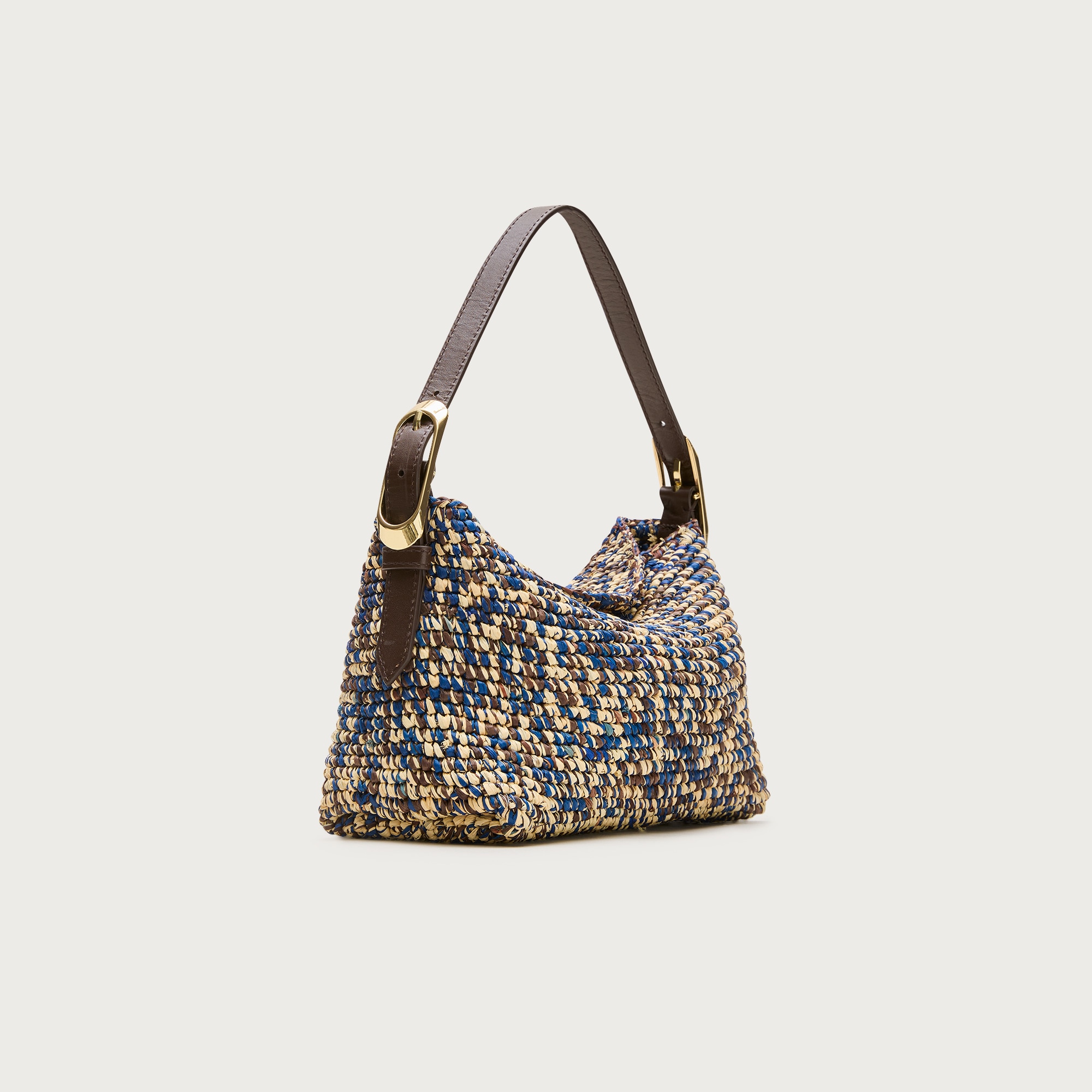 Berkeley small handwoven shoulder bag in marled straw