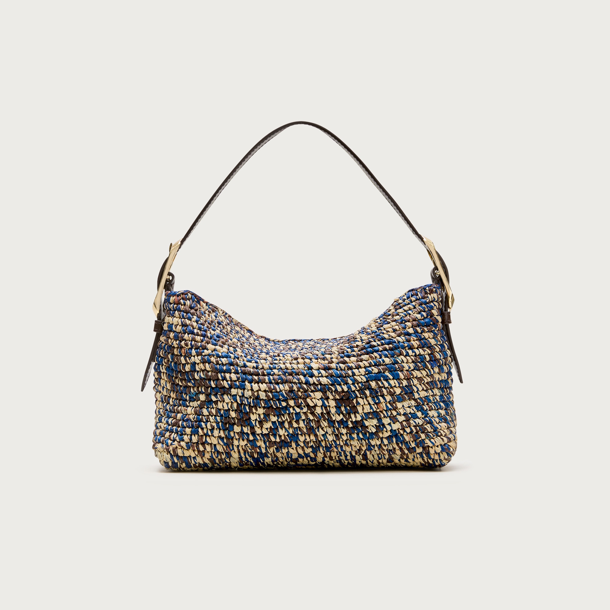 Berkeley small handwoven shoulder bag in marled straw