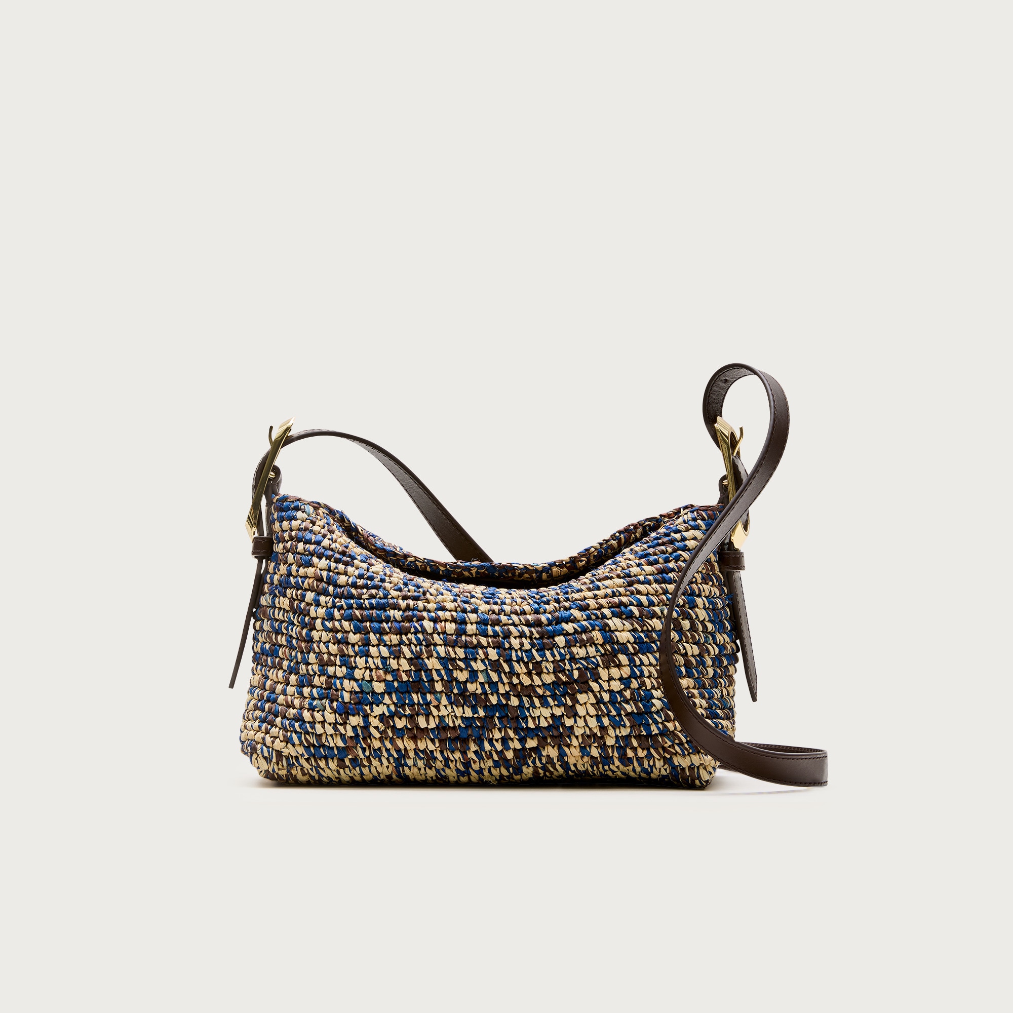 Berkeley small handwoven shoulder bag in marled straw