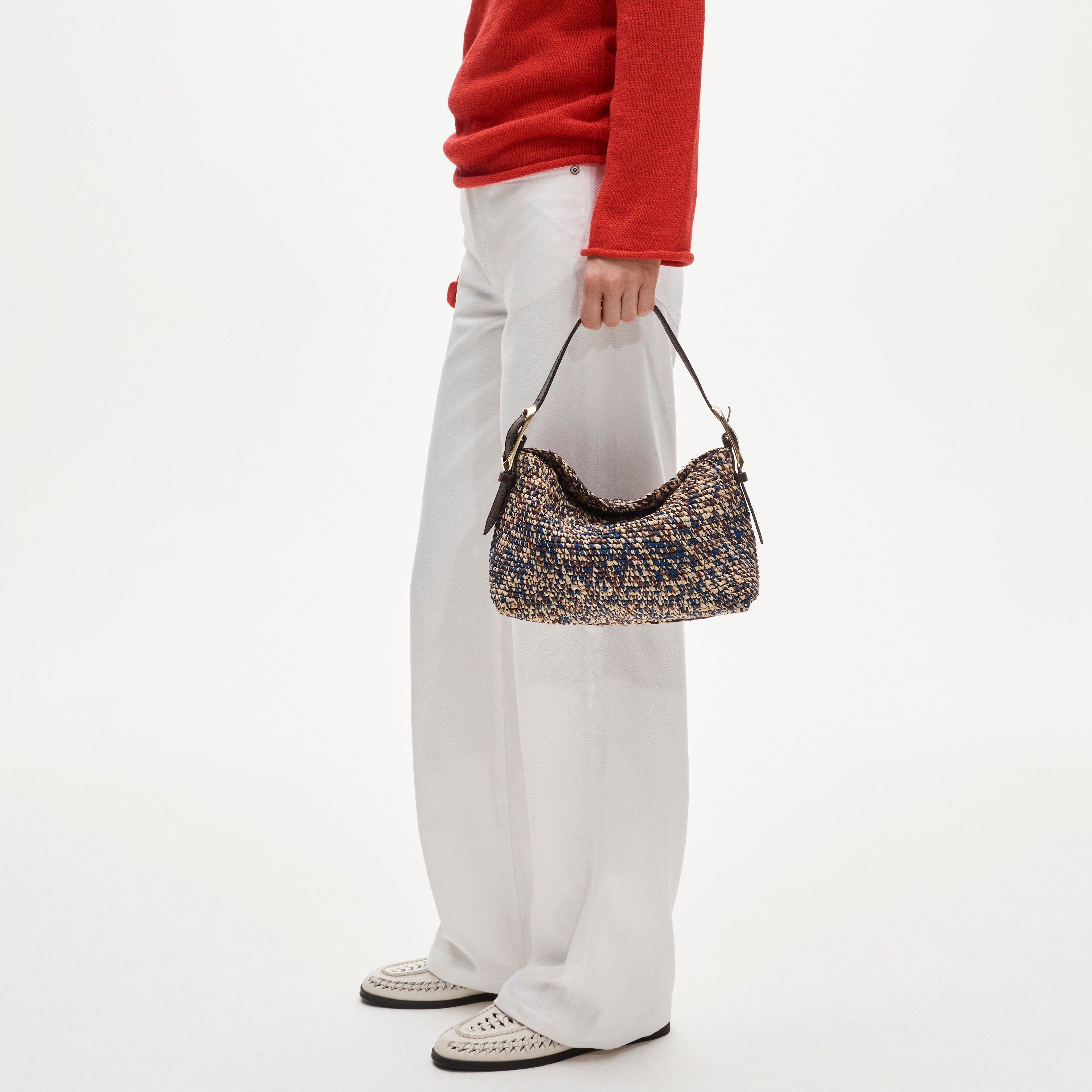 おさる　y.a.r.n. original shoulder bag Berkeley Small Handwoven Shoulder Bag In Marled Straw For Women