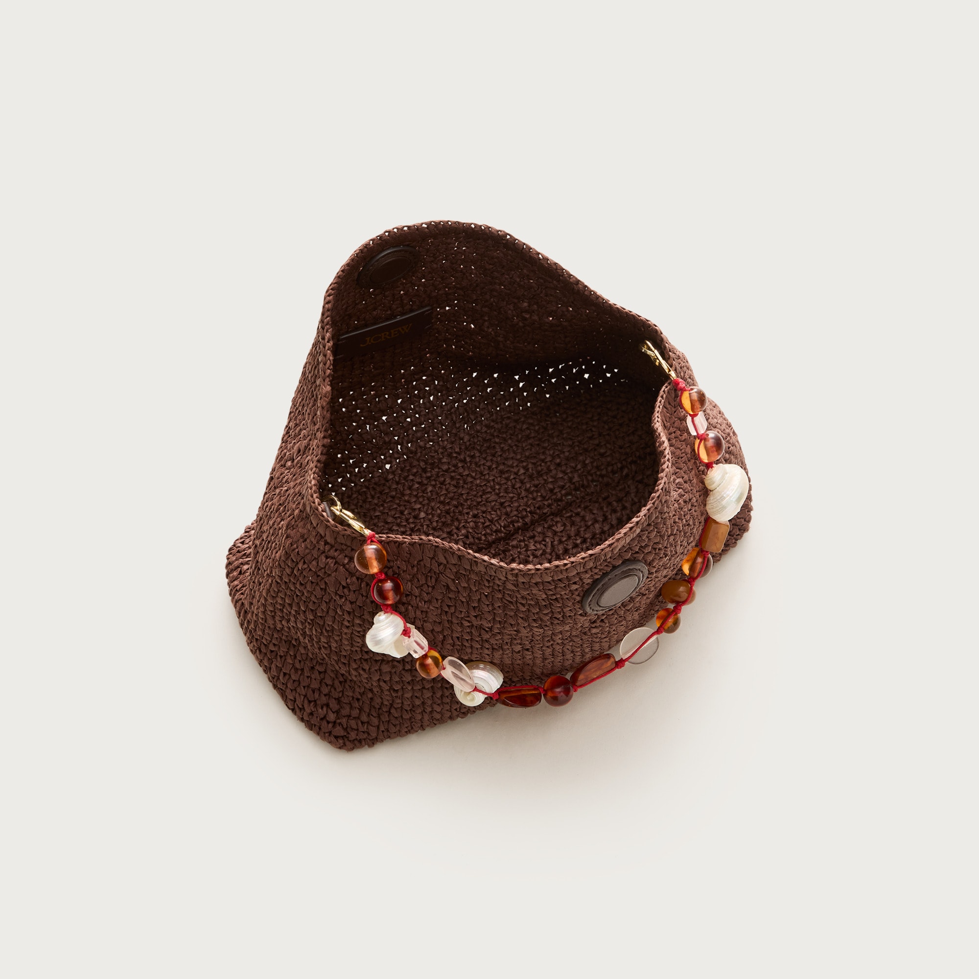 Berkeley small straw bag with beaded strap