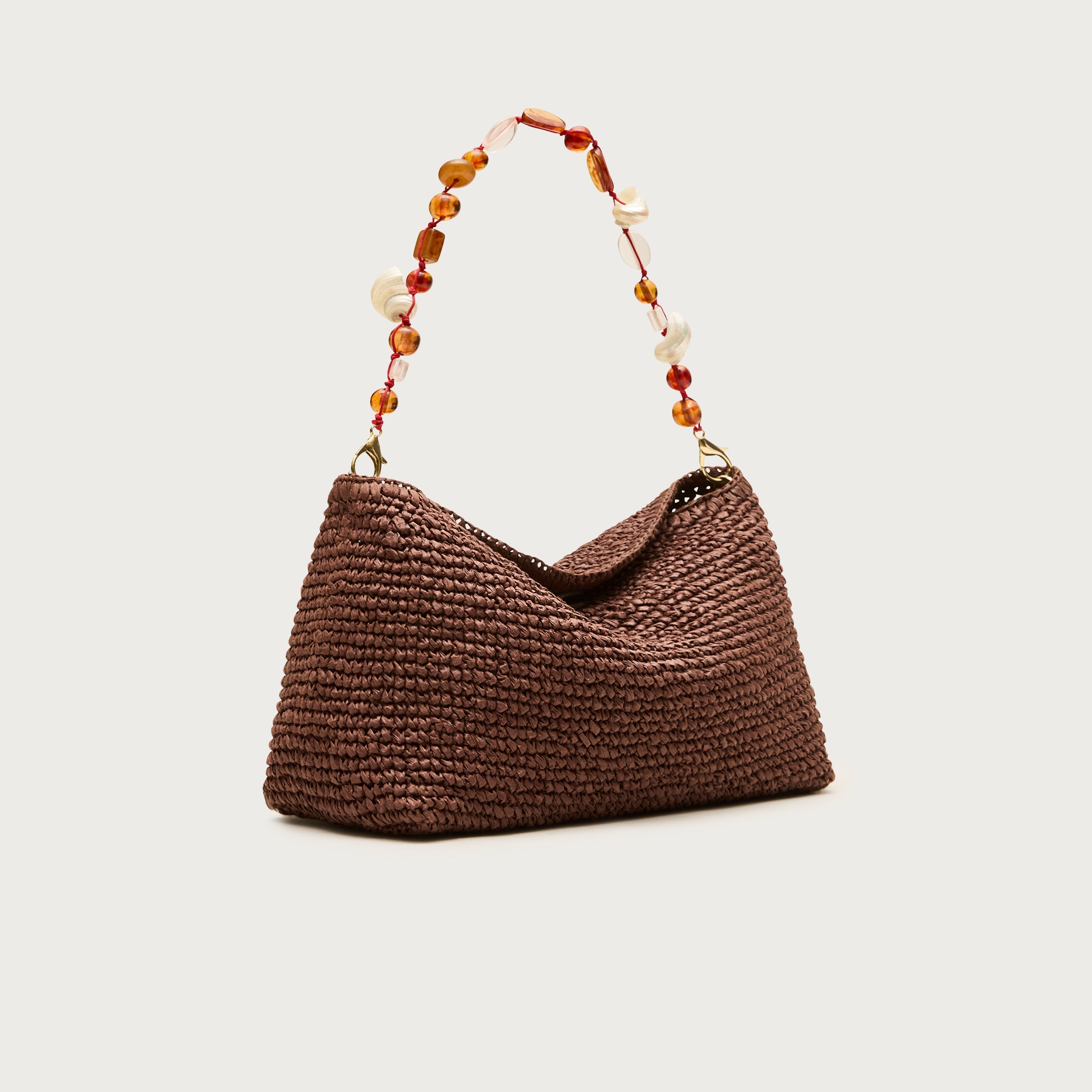 Berkeley small straw bag with beaded strap