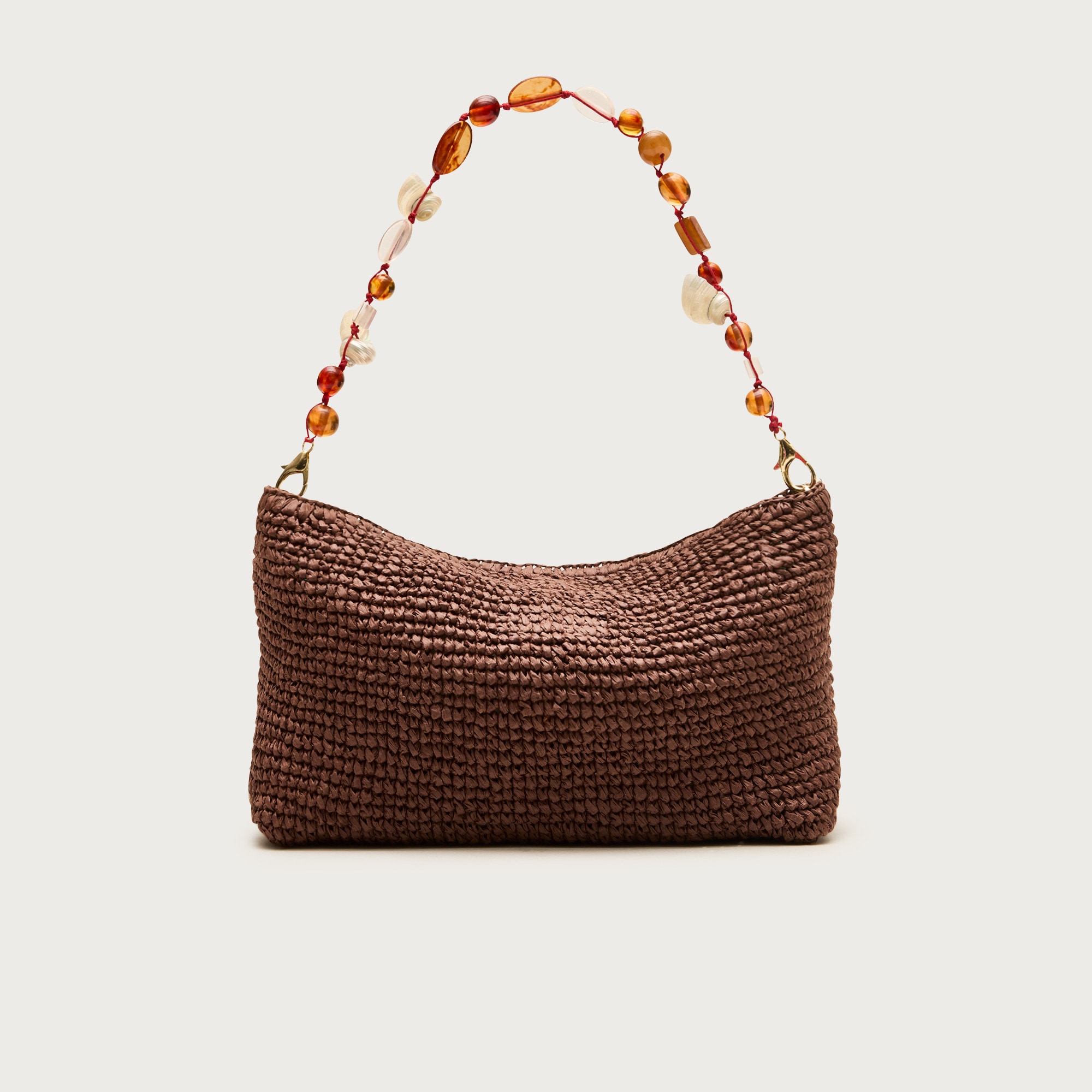 Berkeley small straw bag with beaded strap