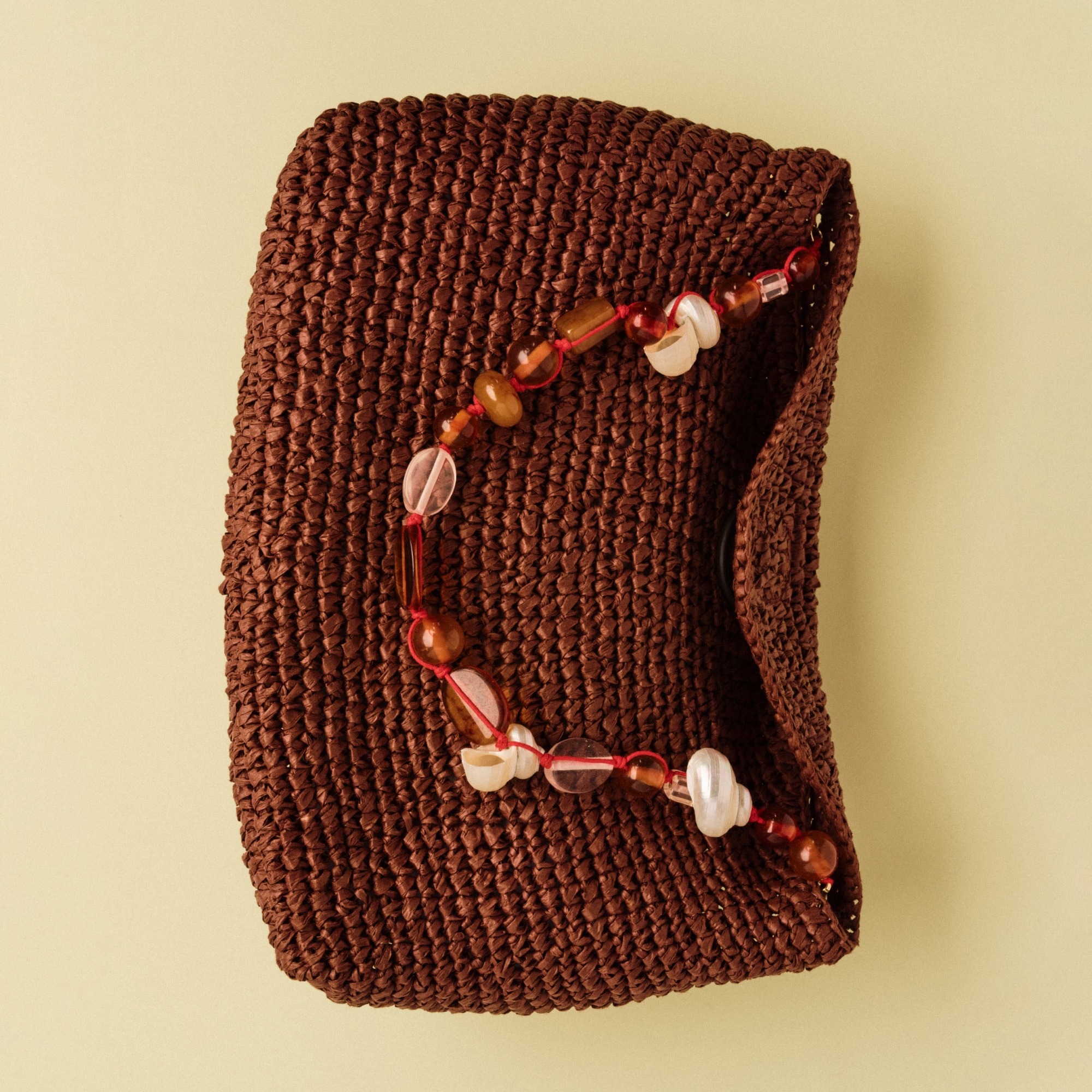 Berkeley small straw bag with beaded strap