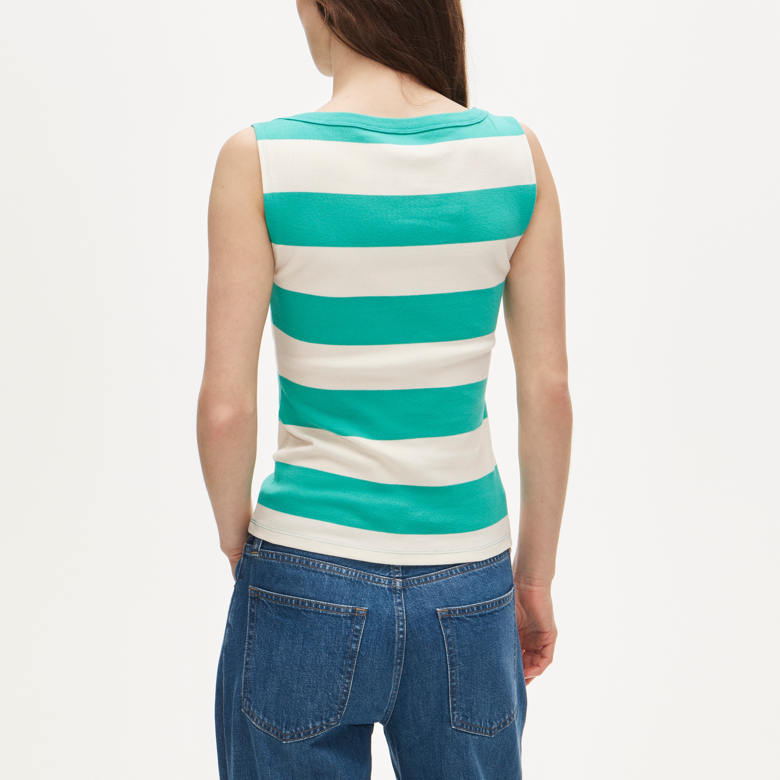 Perfect-fit boatneck tank top in stripe