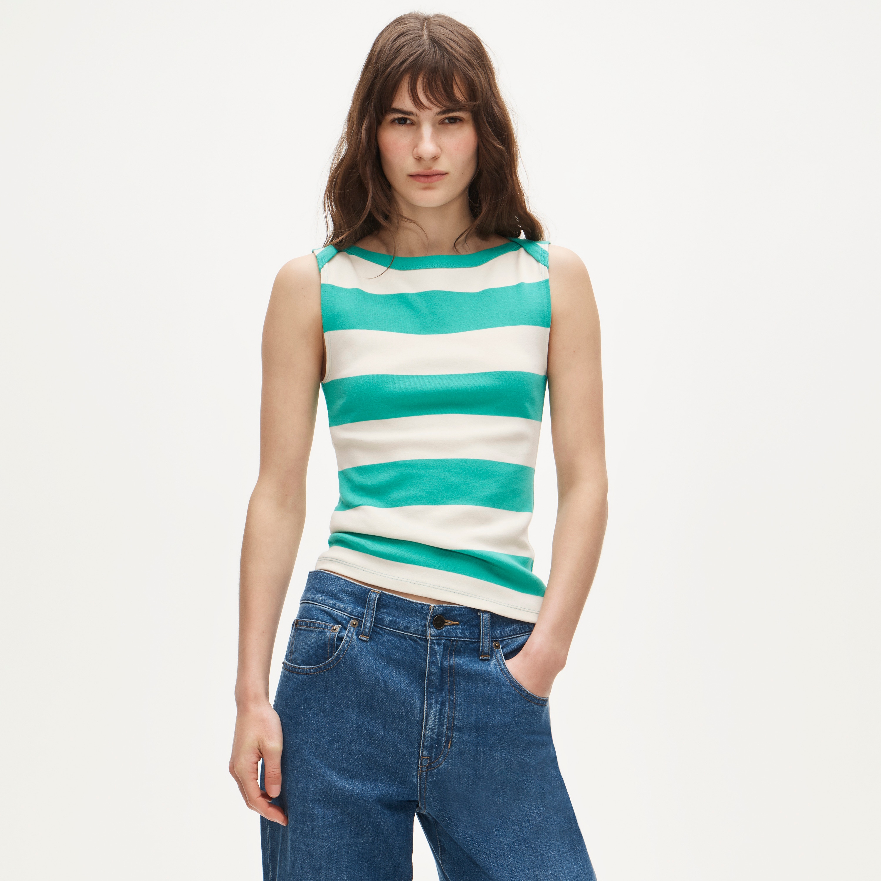 Perfect-fit boatneck tank top in stripe - image 3