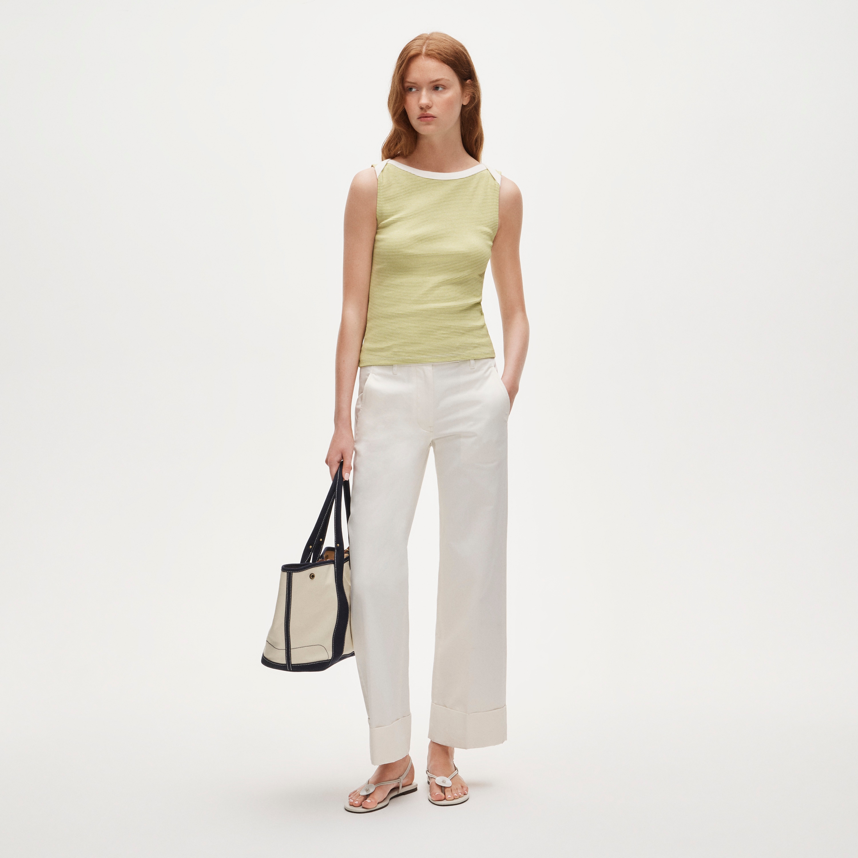 Perfect-fit boatneck tank top in stripe