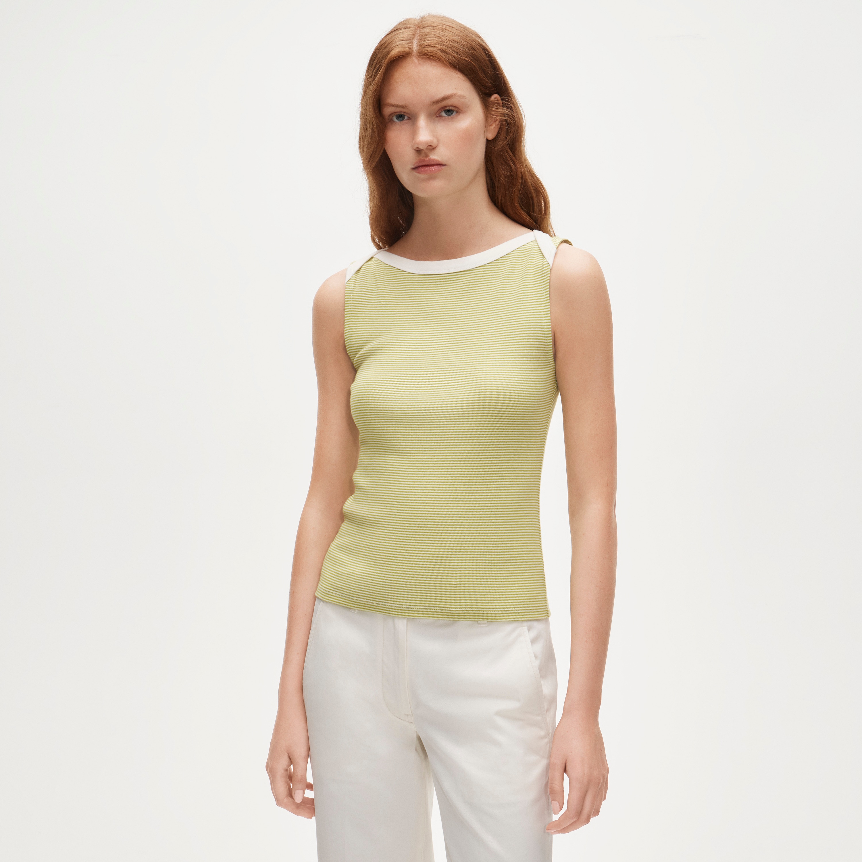 Perfect-fit boatneck tank top in stripe