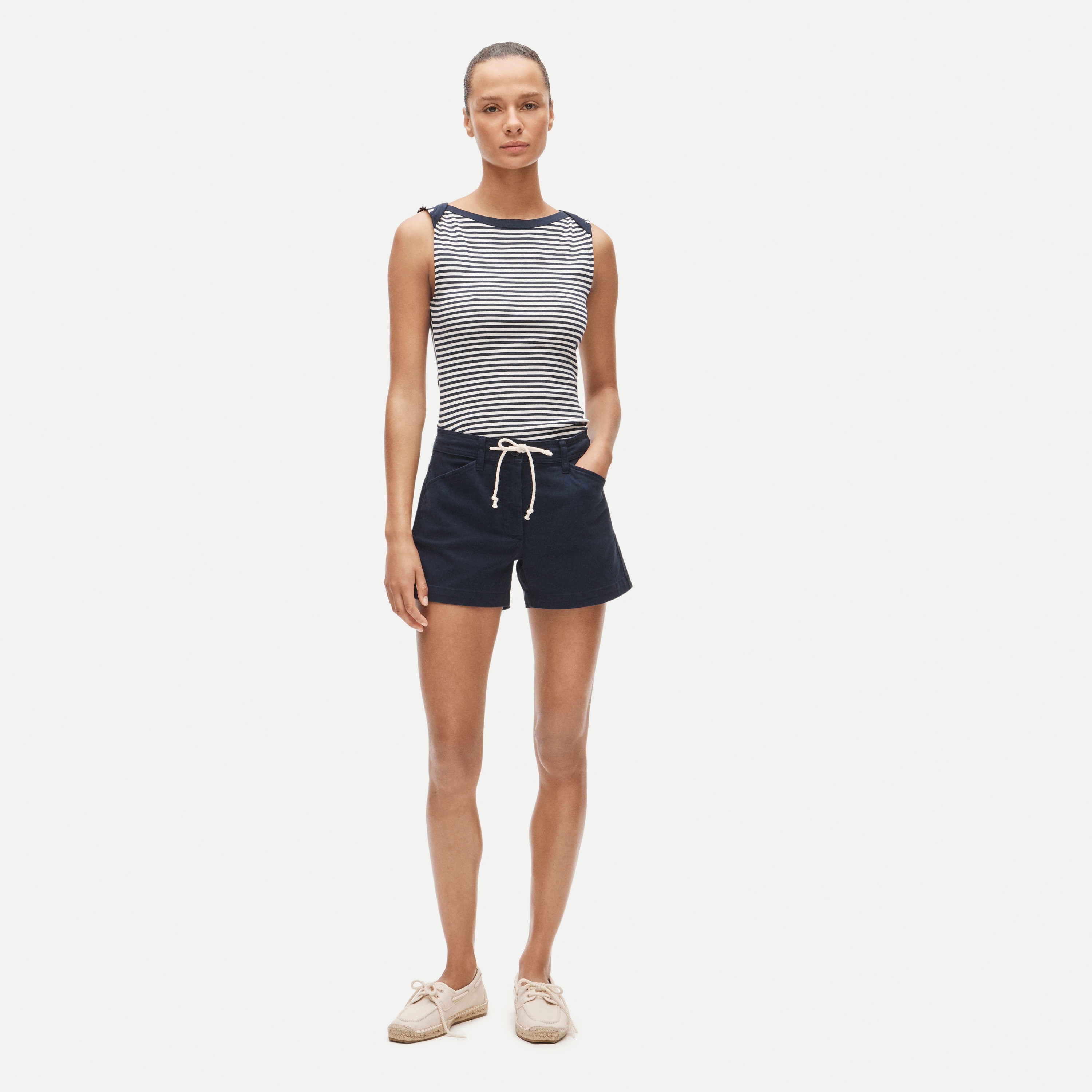 Perfect-fit boatneck tank top in stripe