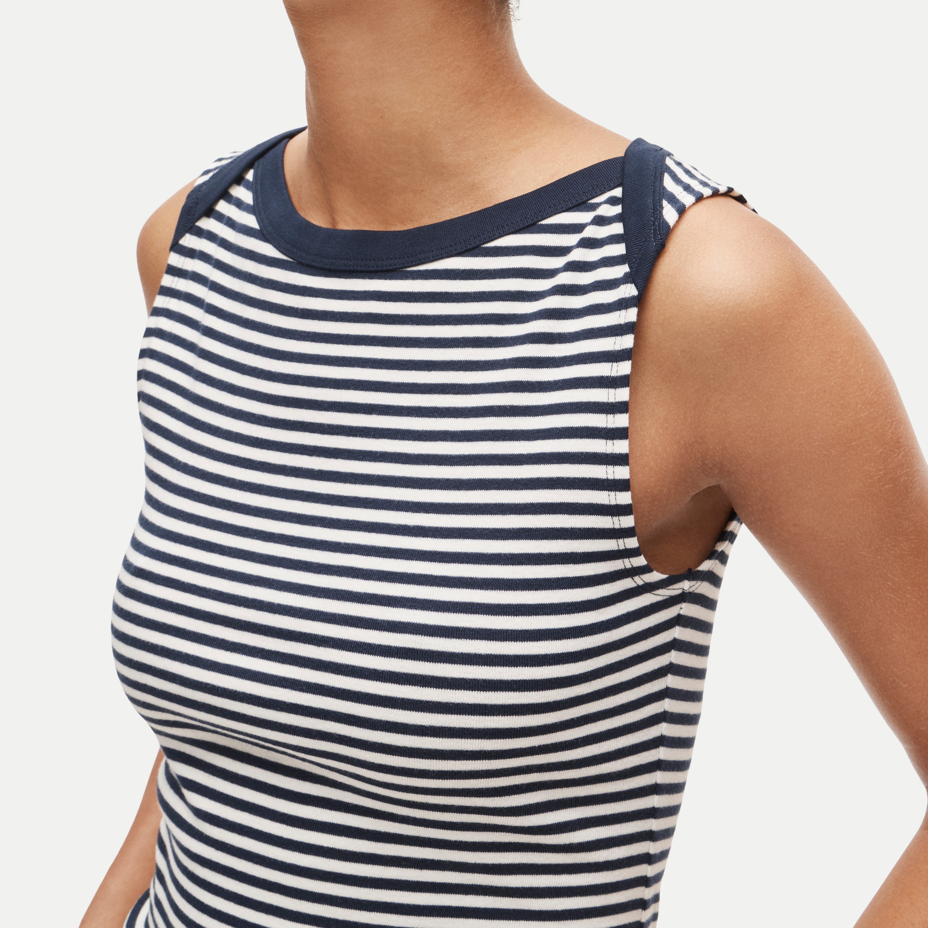 Perfect-fit boatneck tank top in stripe