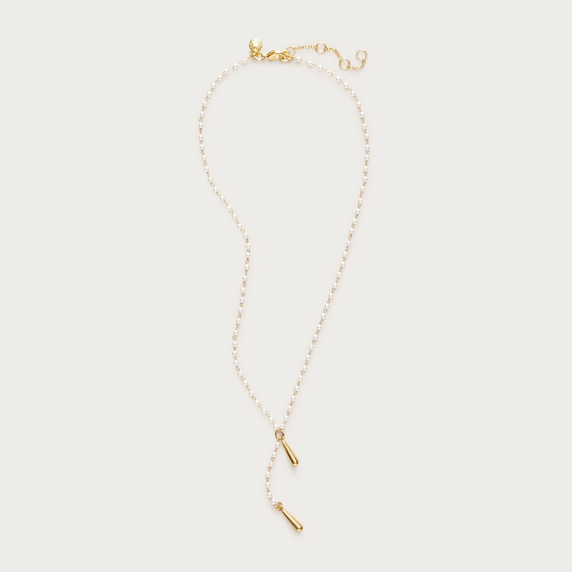 Pearl beaded lariat necklace