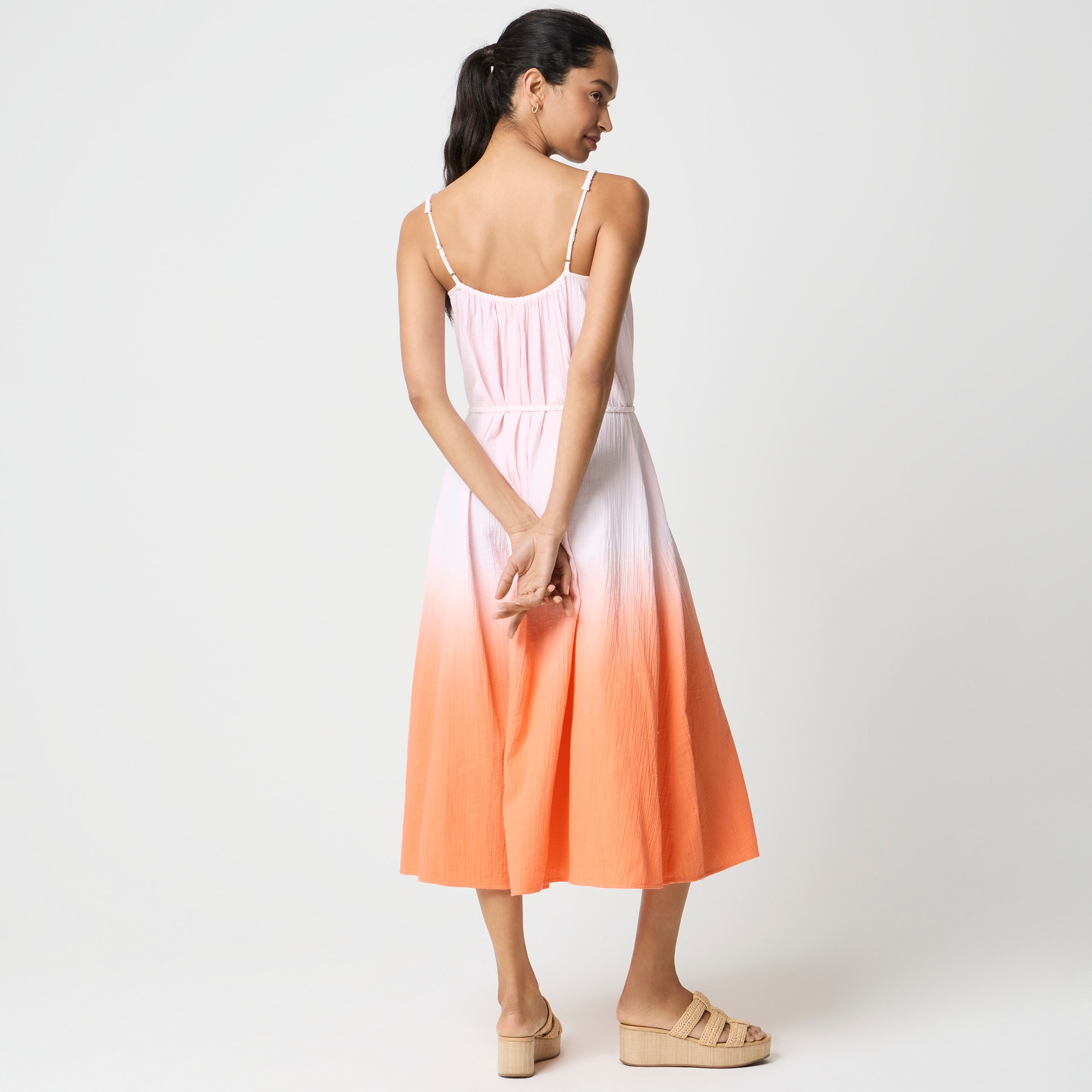 Dip-dyed gauze midi dress
