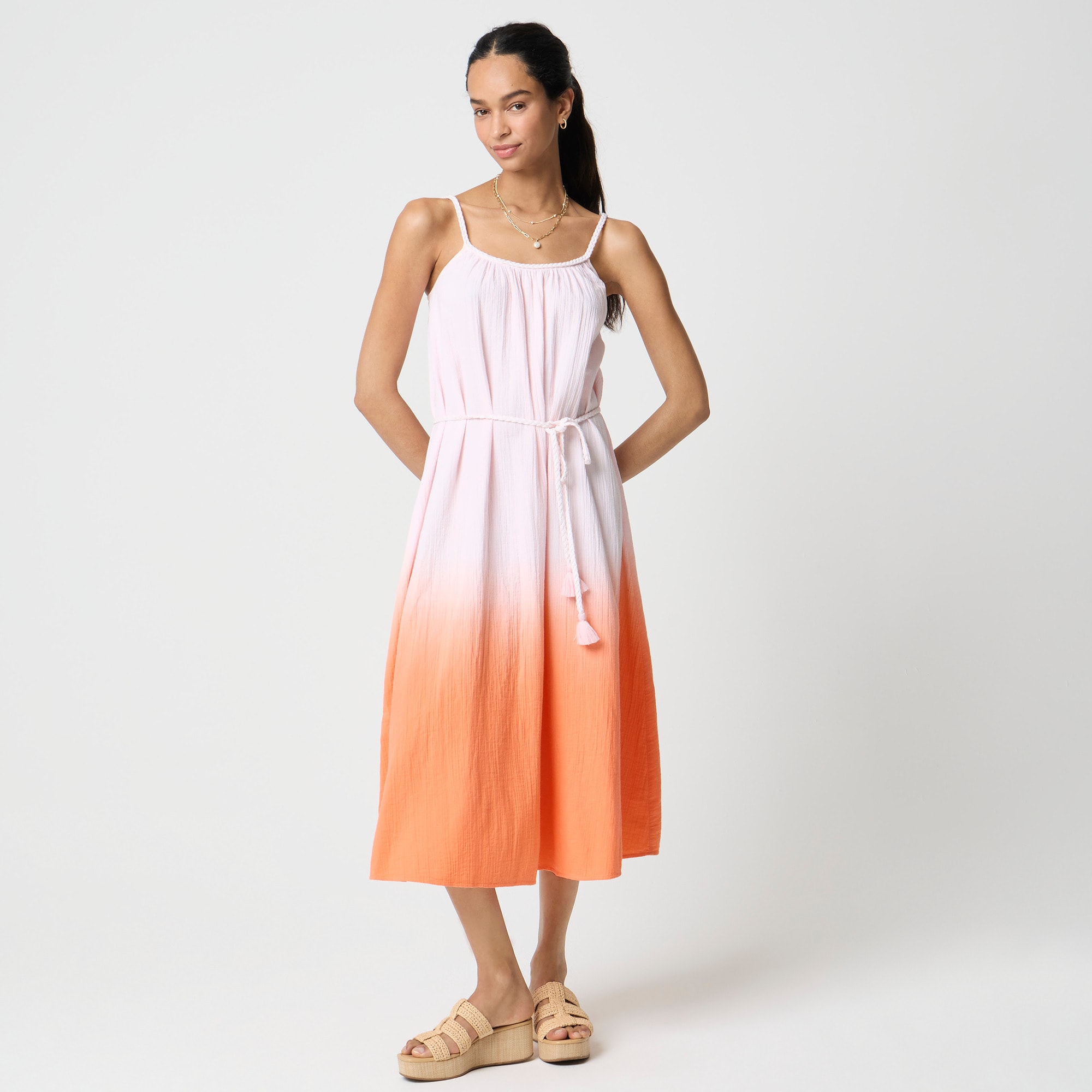 Dip-dyed gauze midi dress