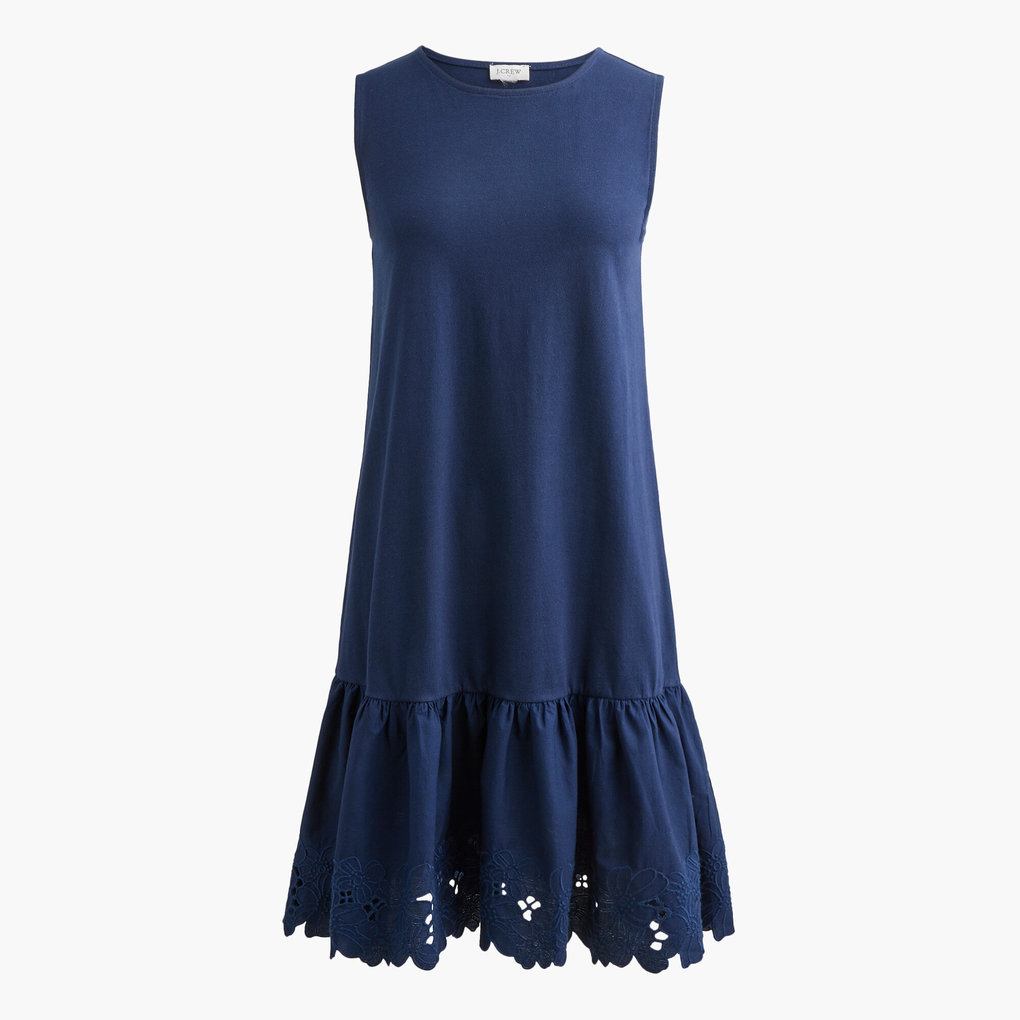 Mixed-media Eyelet-hem Mini Shift Dress For Women | Factory