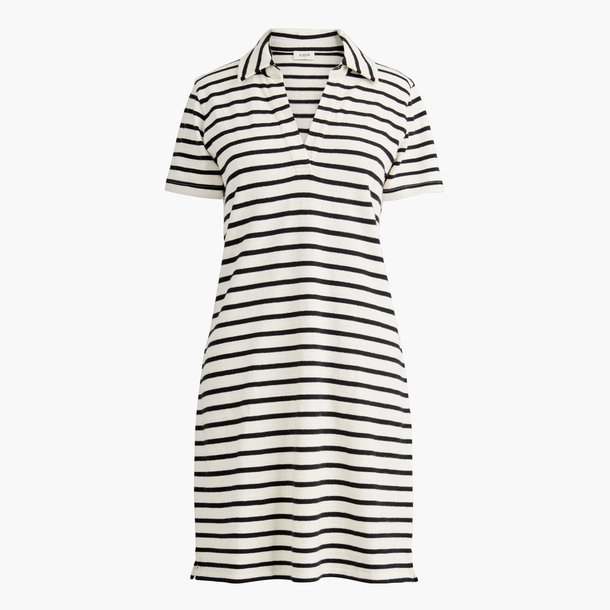 Striped knit collared mini dress
