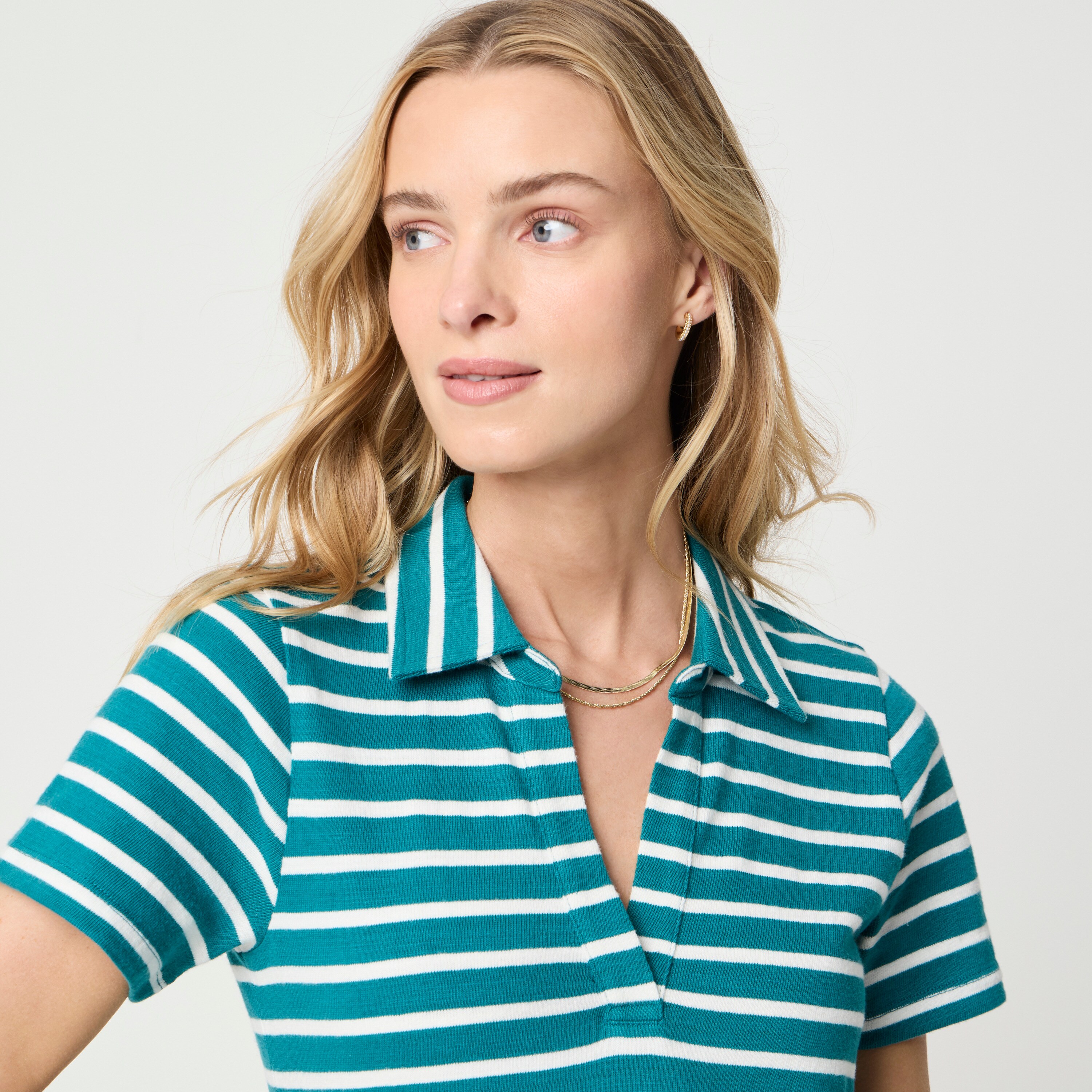 Striped knit collared mini dress