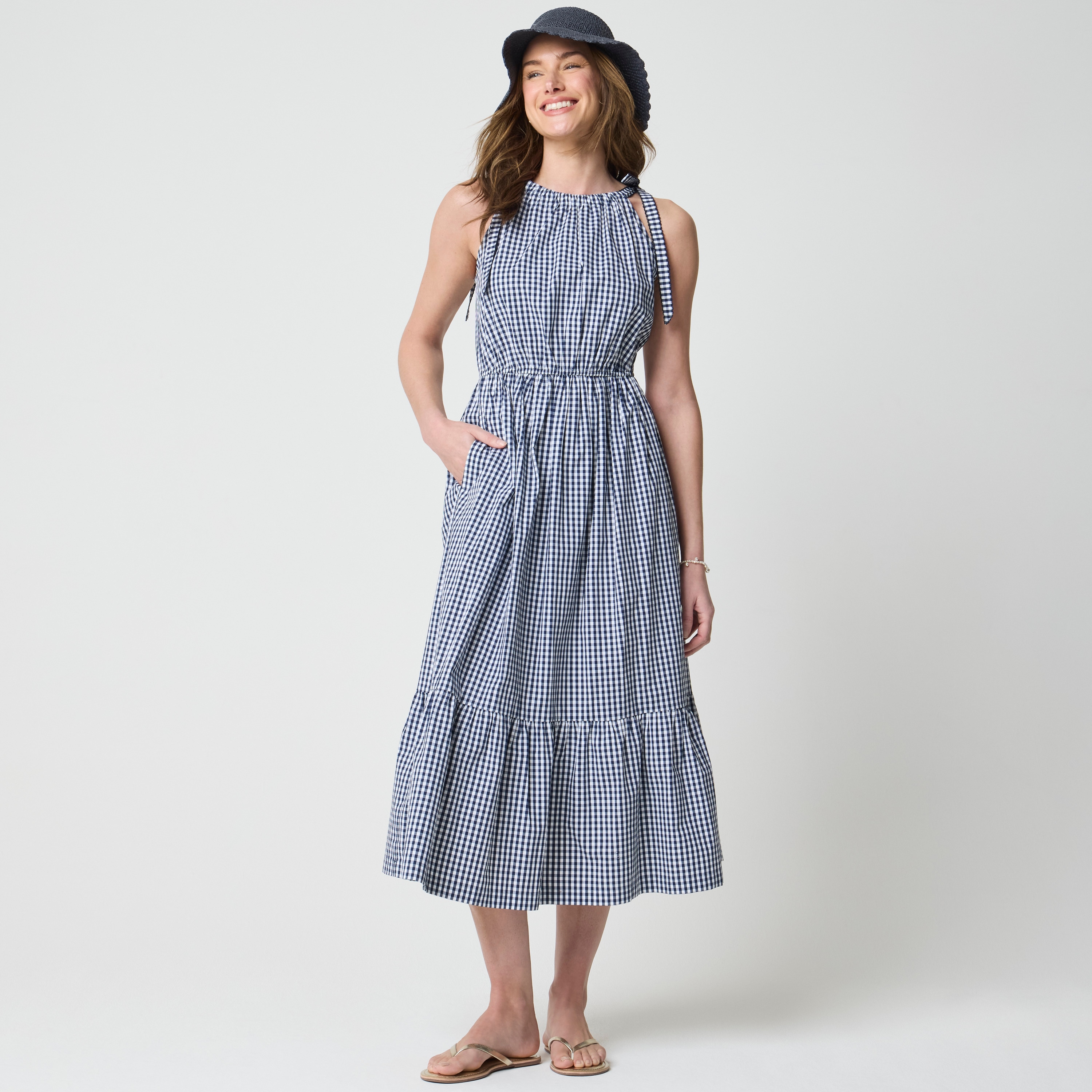 Tie-shoulder midi dress