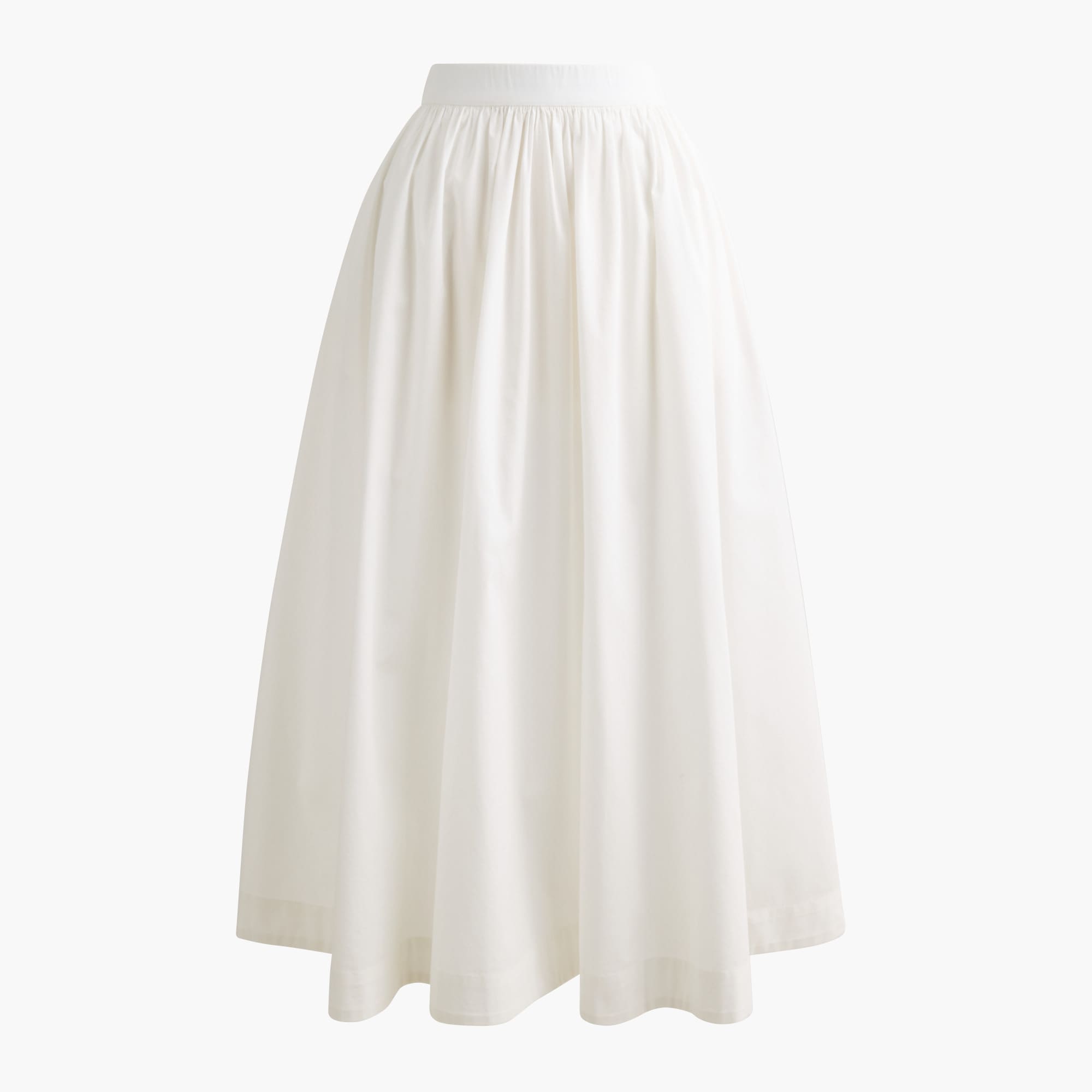 Poplin pull-on midi skirt