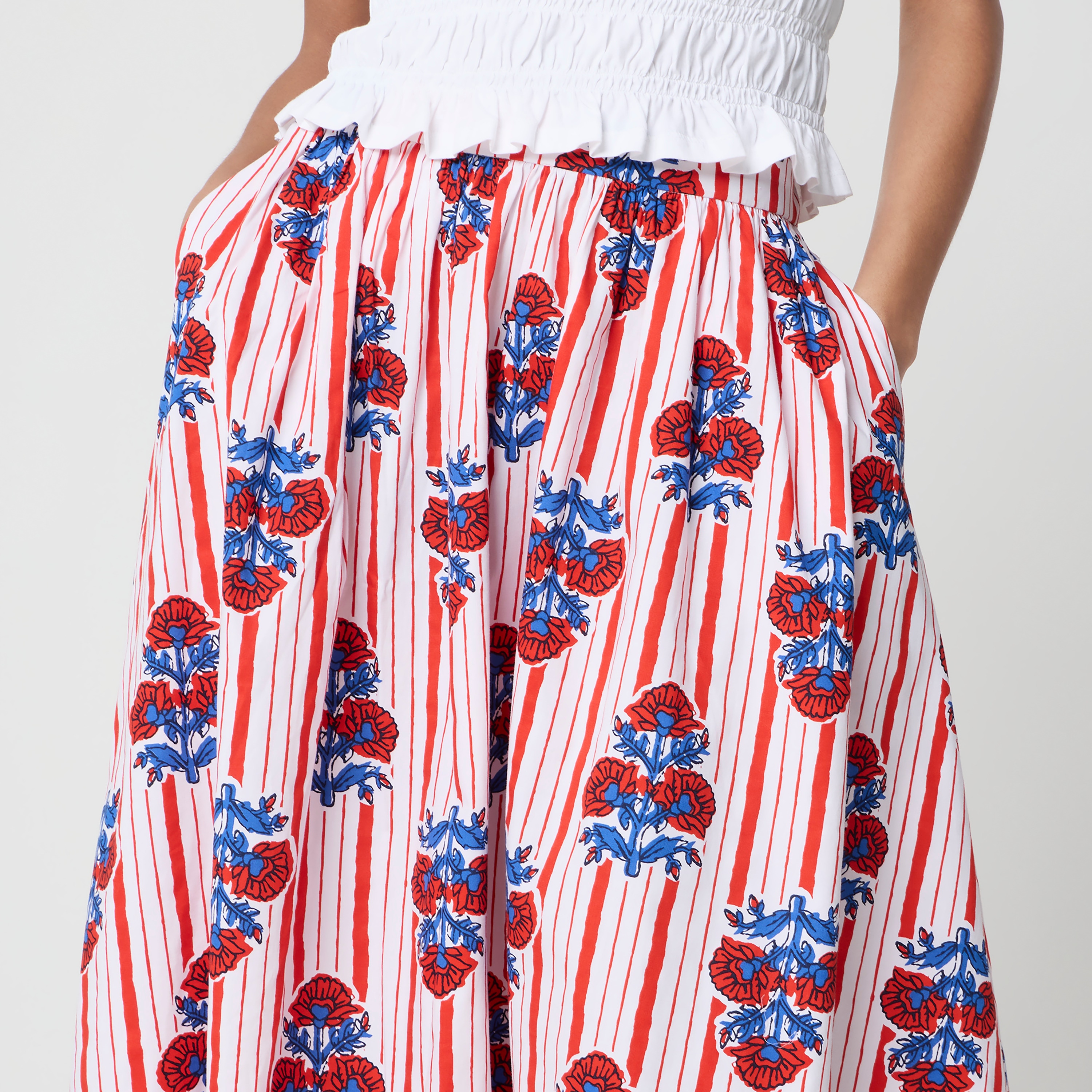 Poplin Pull-on Midi Skirt For Women | Factory