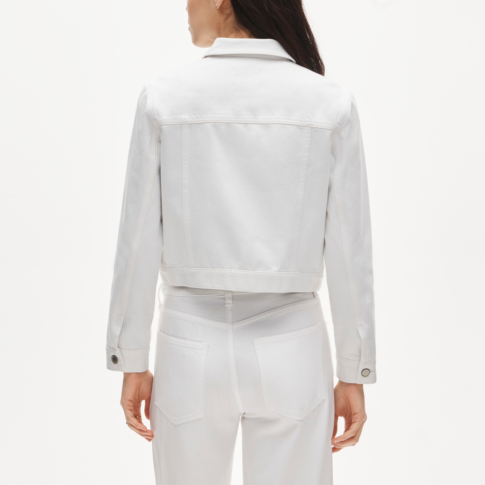 Cropped denim jacket with pintucks - image 5
