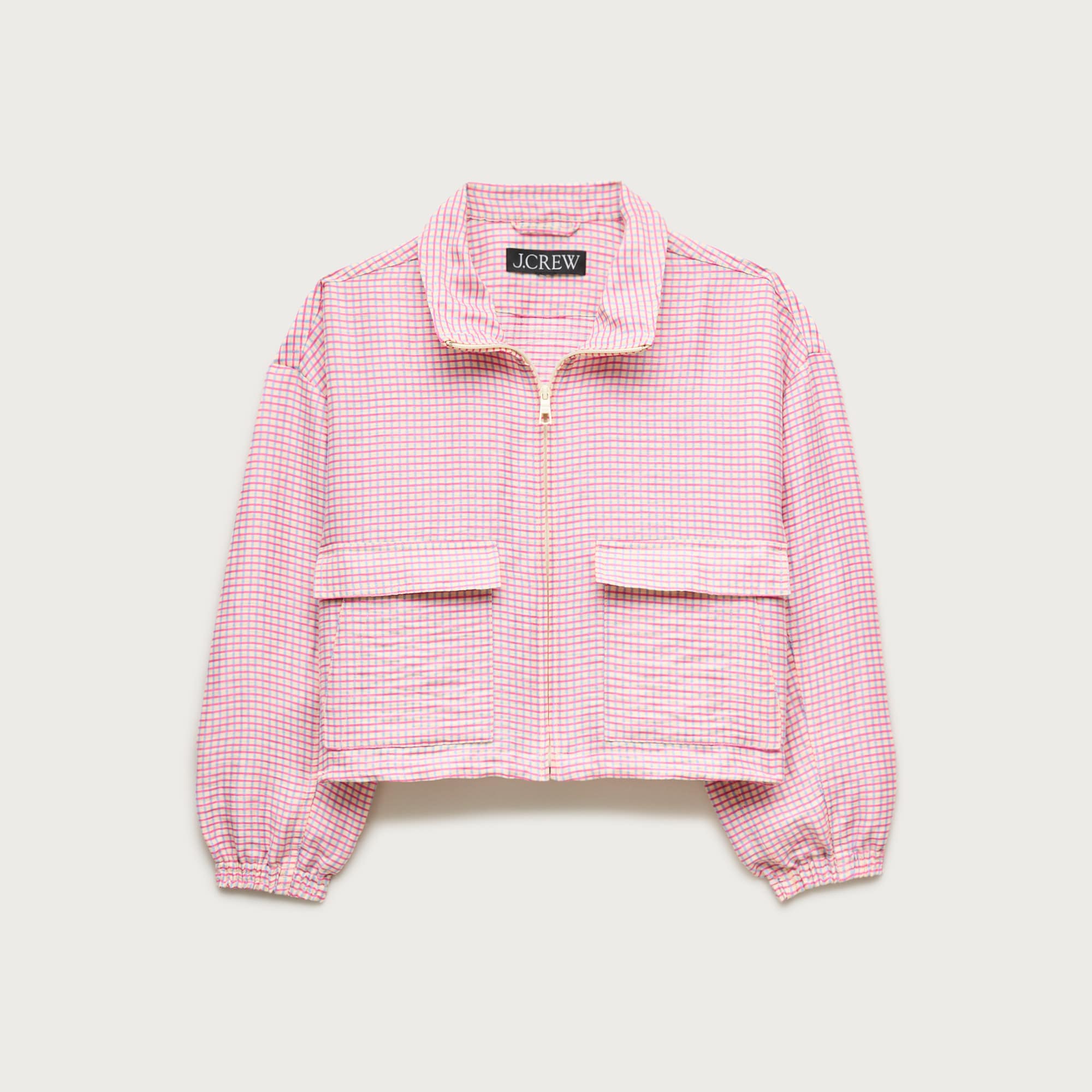 Windbreaker in plaid linen blend
